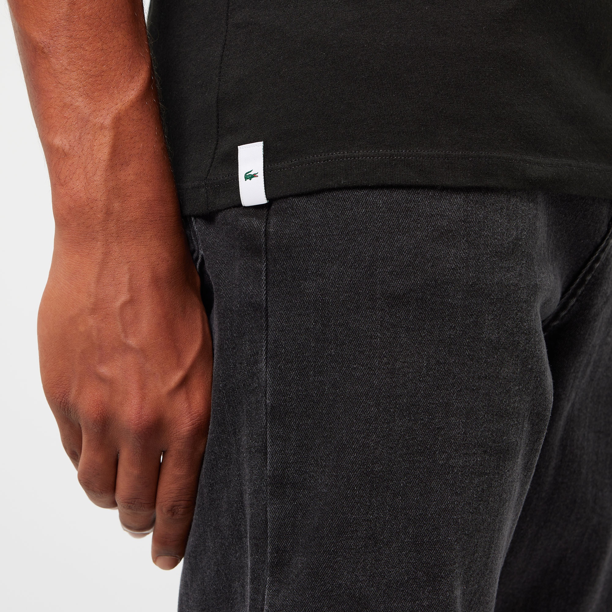 Lacoste Erkek Slim Fit V Yaka 3'lü Siyah Atlet