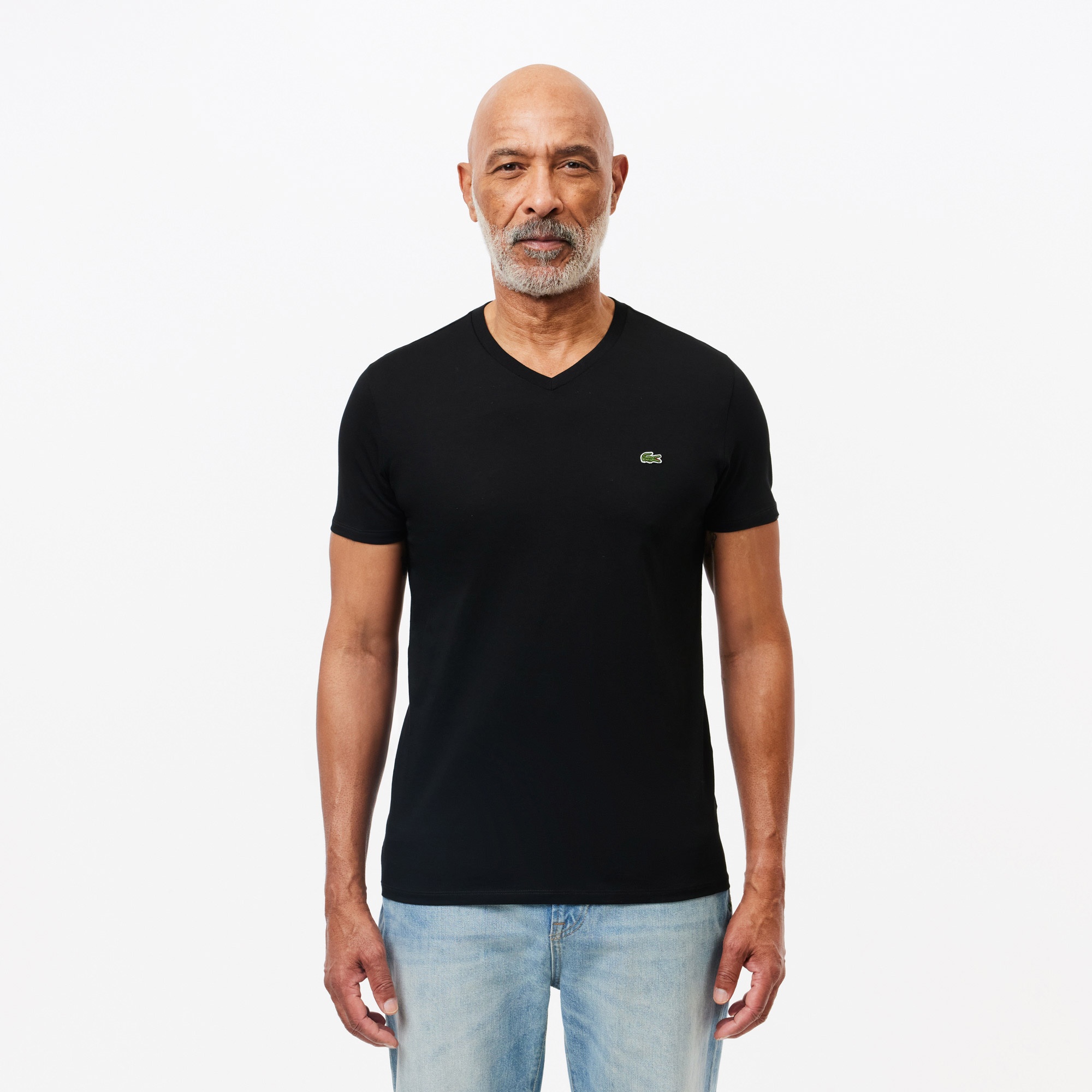 Lacoste Erkek Regular Fit V yaka Siyah T-Shirt