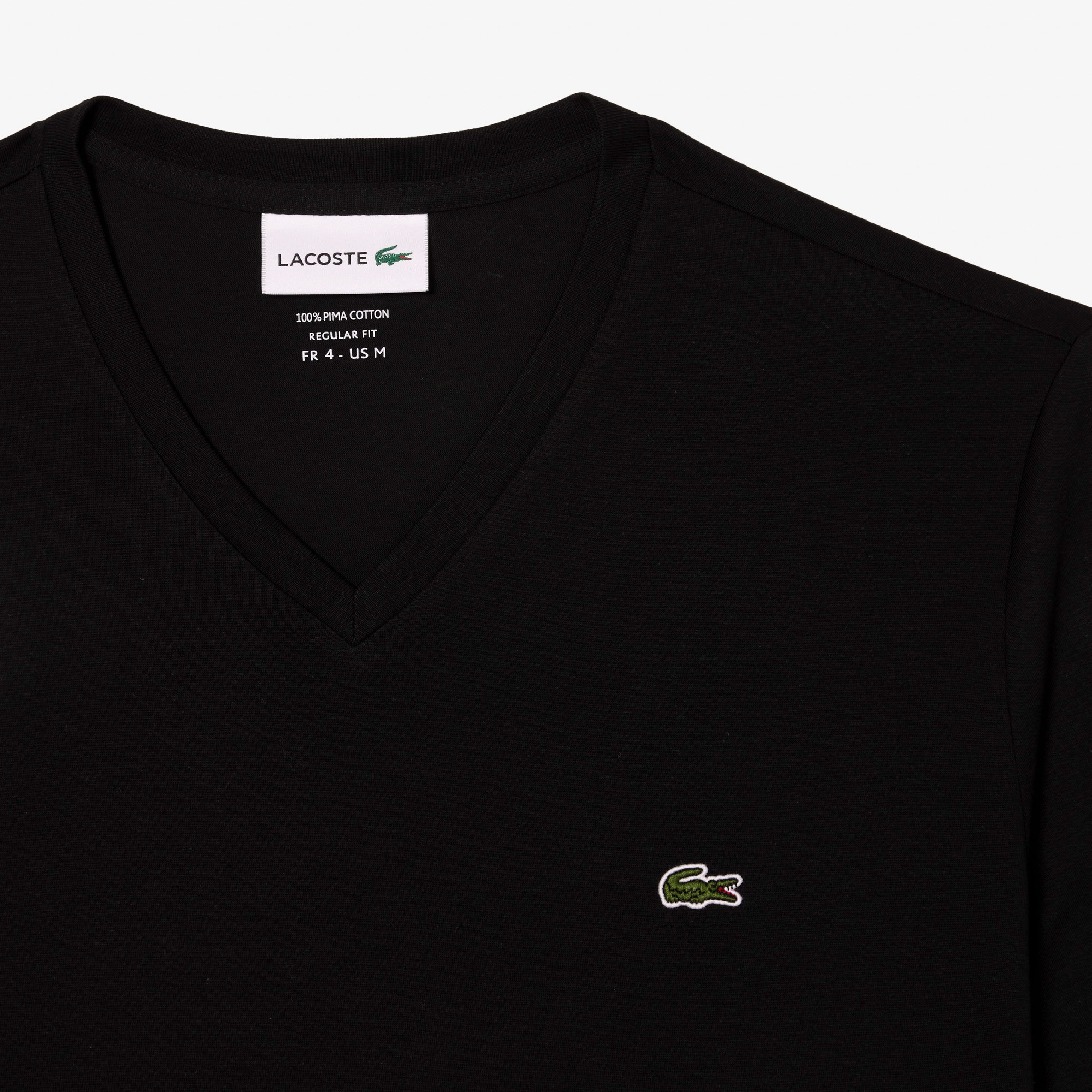 Lacoste Erkek Regular Fit V yaka Siyah T-Shirt