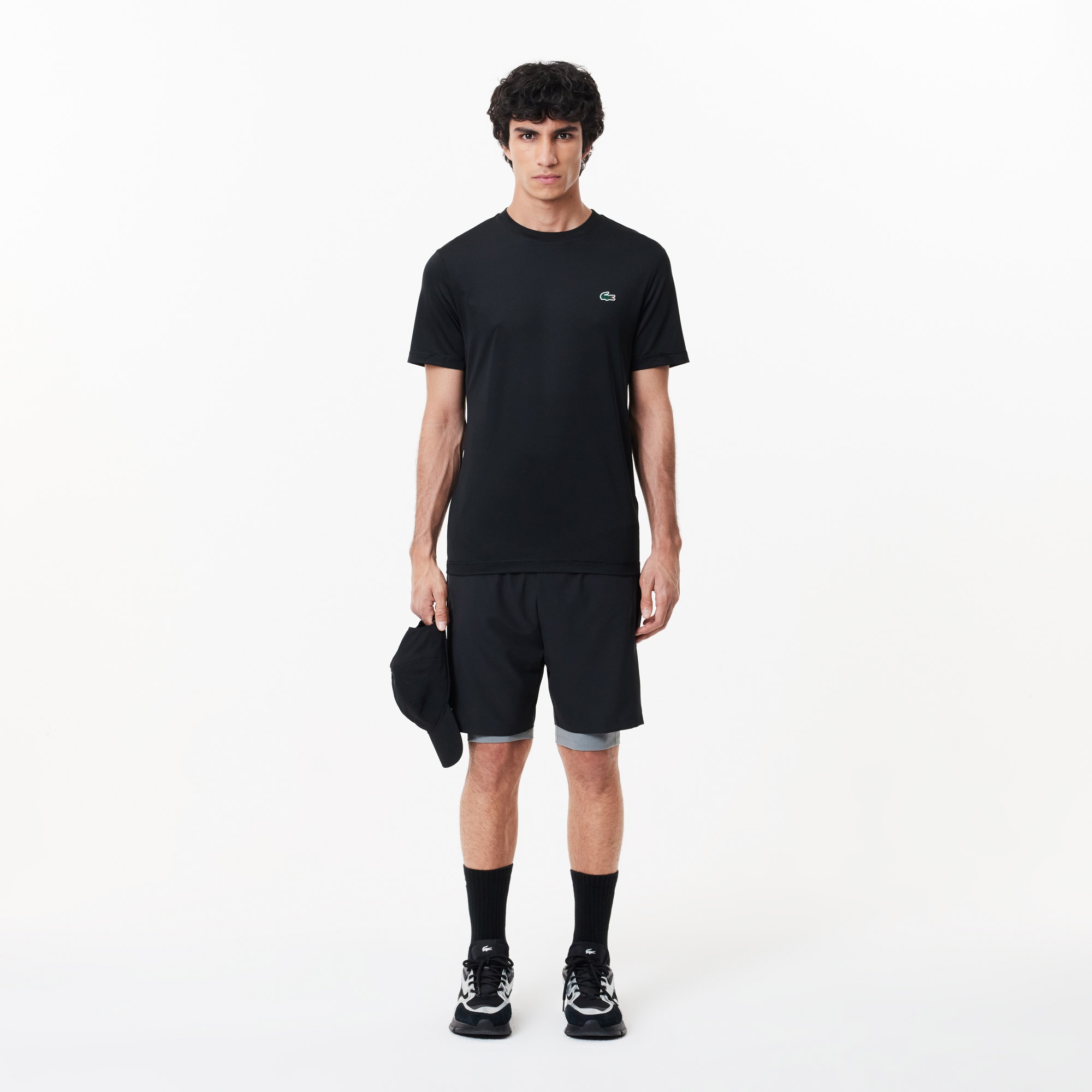 Lacoste SPORT Erkek Slim Fit Bisiklet Yaka Siyah T-Shirt