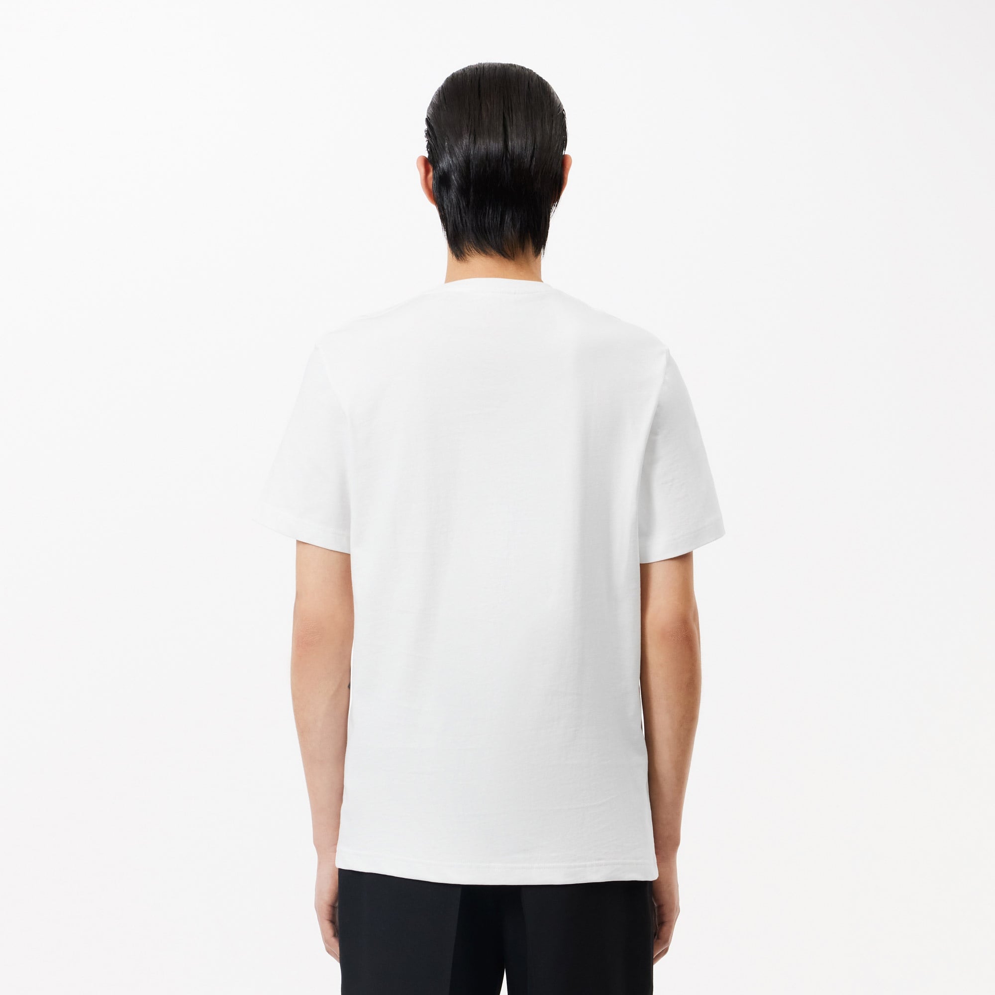 Lacoste Erkek Regular Fit Bisiklet Yaka Baskılı Beyaz T-Shirt