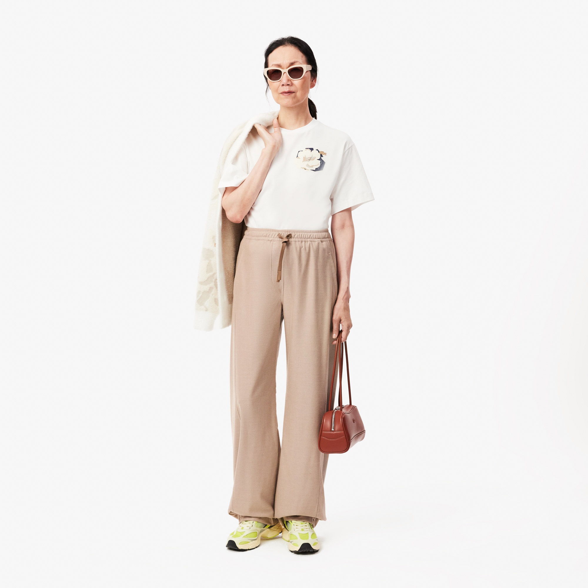 Lacoste Kadın Wide Fit Bej Pantolon