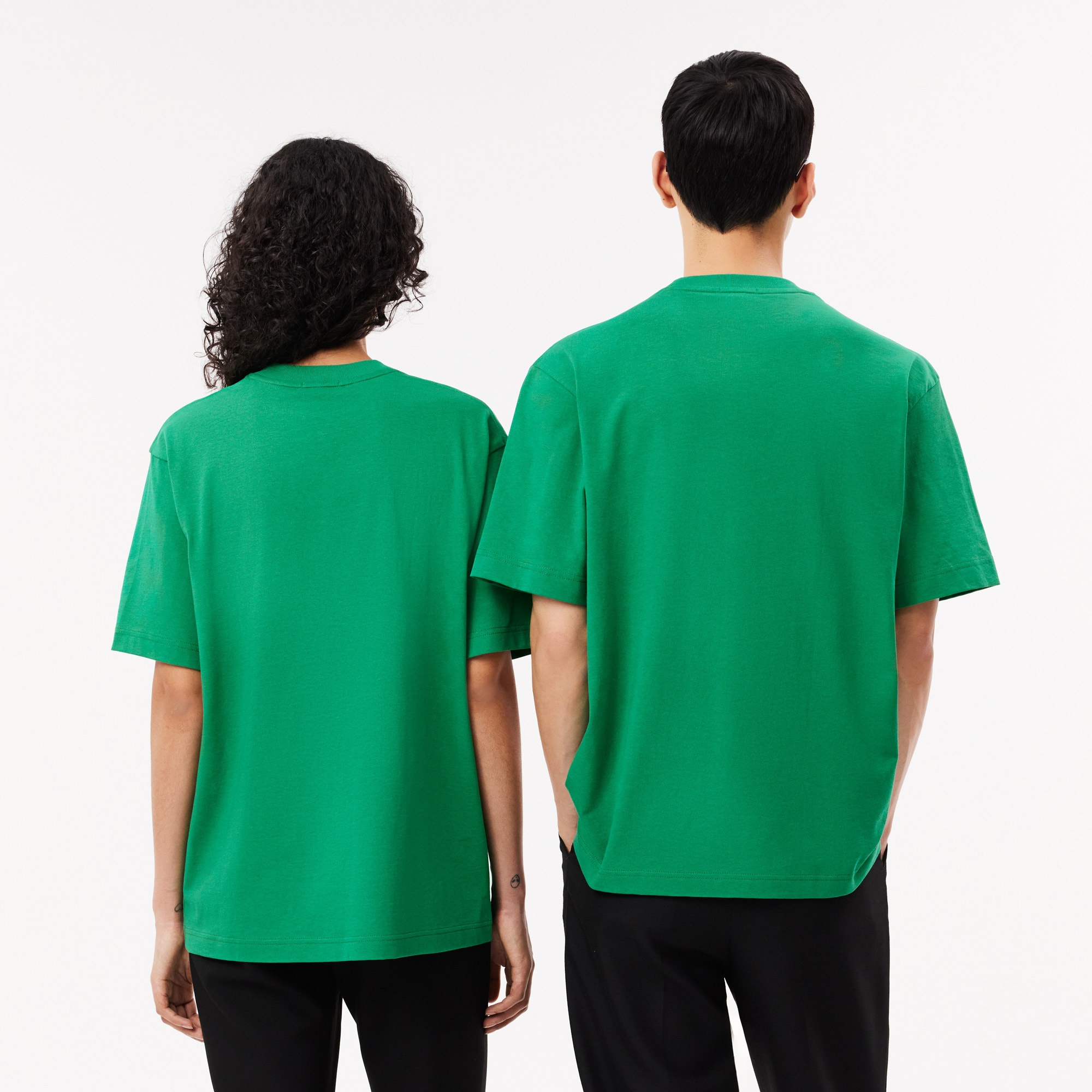 Lacoste Unisex Loose Fit Bisiklet Yaka Organik Pamuk Yeşil T-Shirt