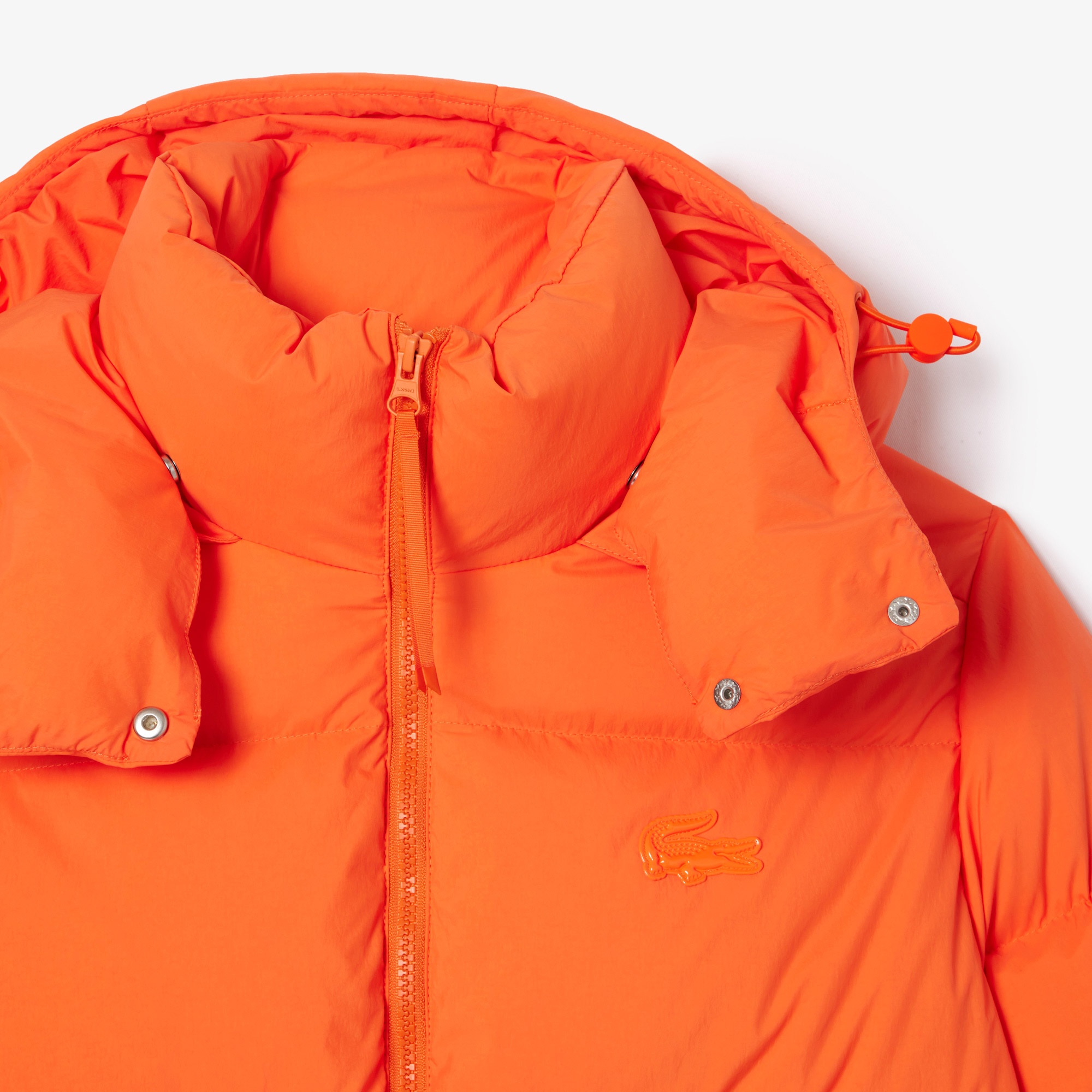 Lacoste Kadın Relaxed Fit Kapüşonlu Turuncu Şişme Mont