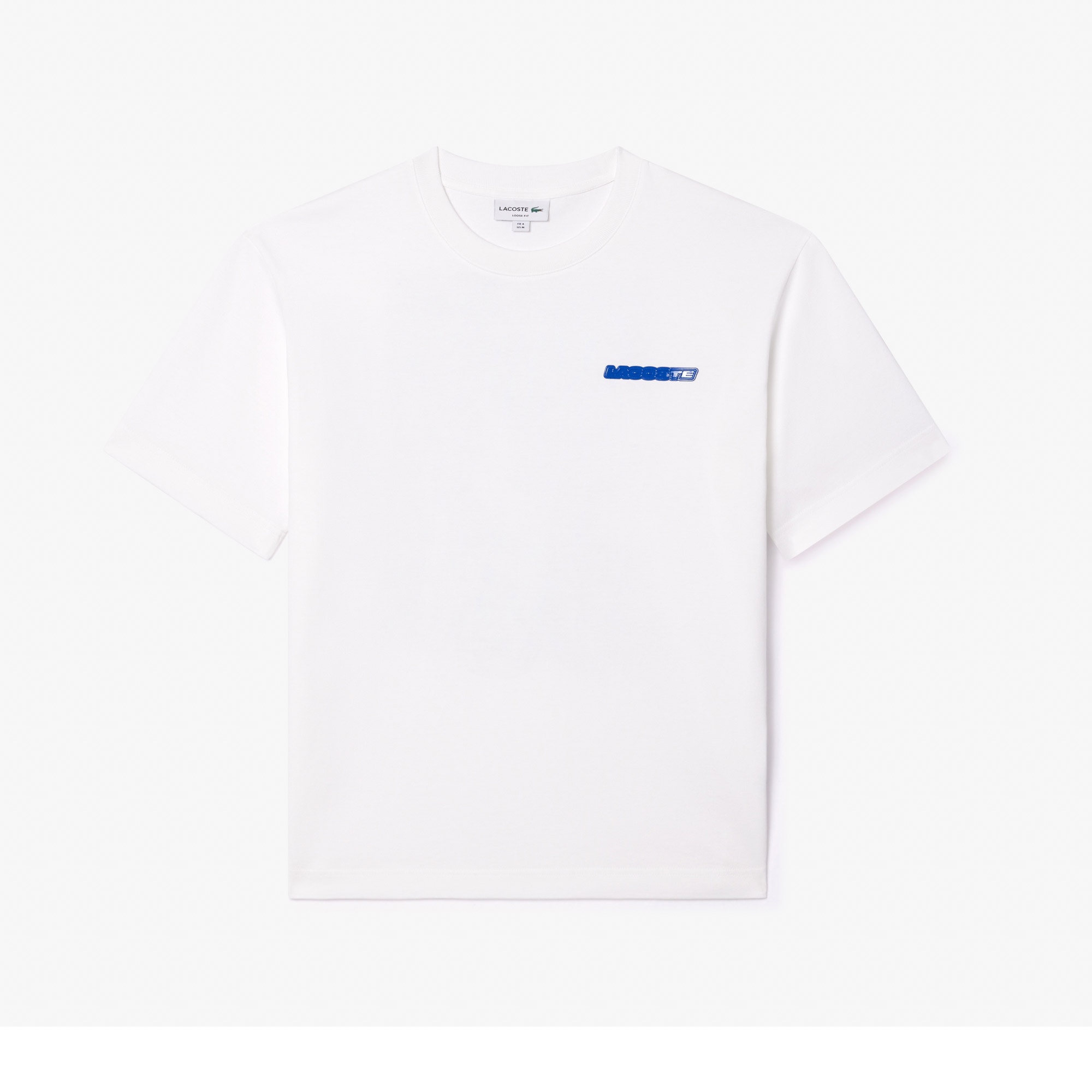 Lacoste Erkek Loose Fit Bisiklet Yaka Baskılı Beyaz T-Shirt