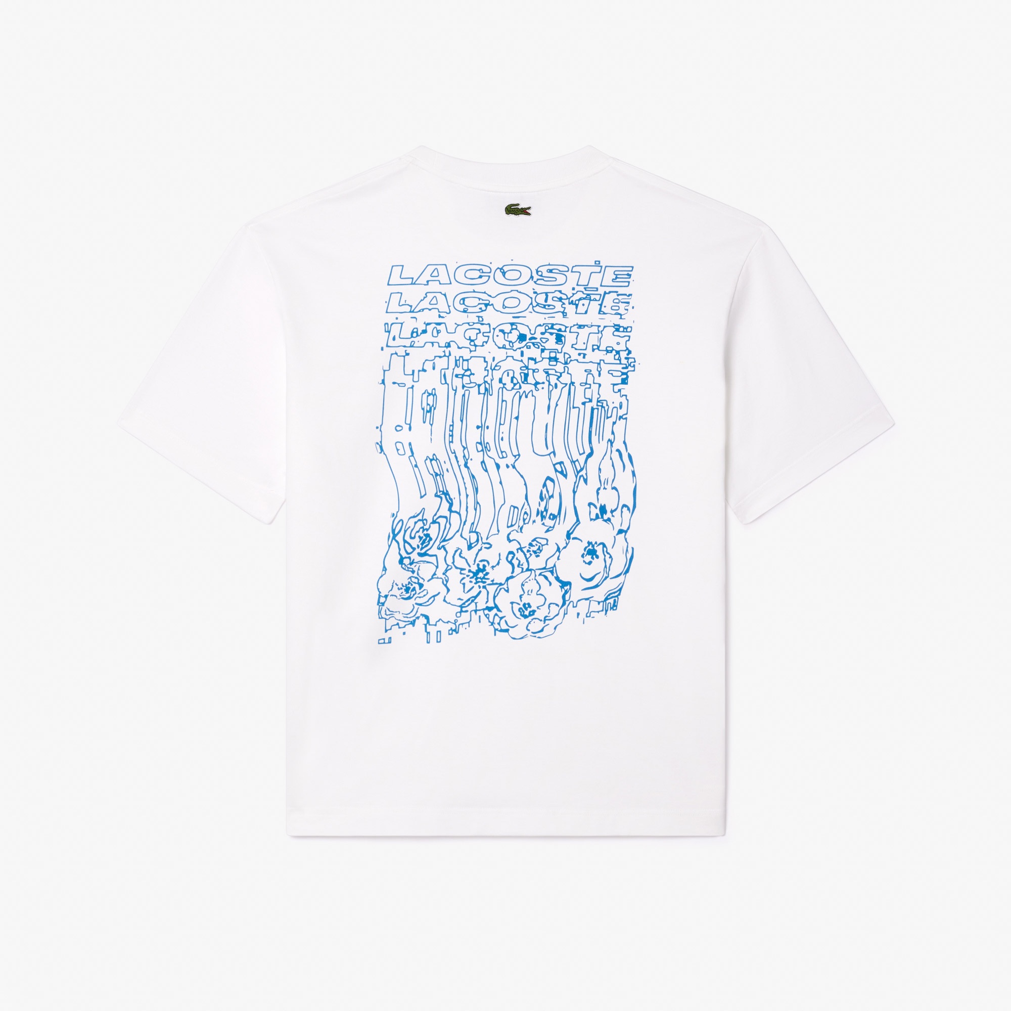 Lacoste Erkek Loose Fit Bisiklet Yaka Baskılı Beyaz T-Shirt