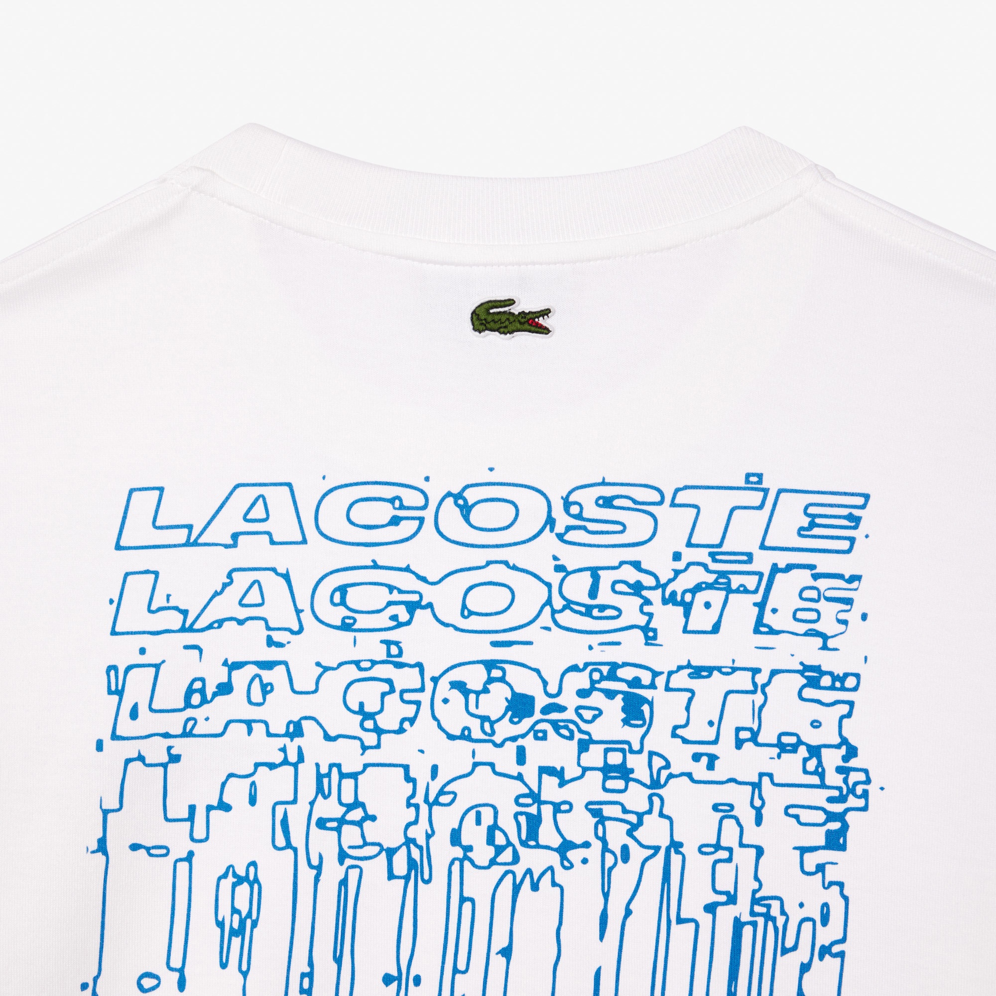 Lacoste Erkek Loose Fit Bisiklet Yaka Baskılı Beyaz T-Shirt