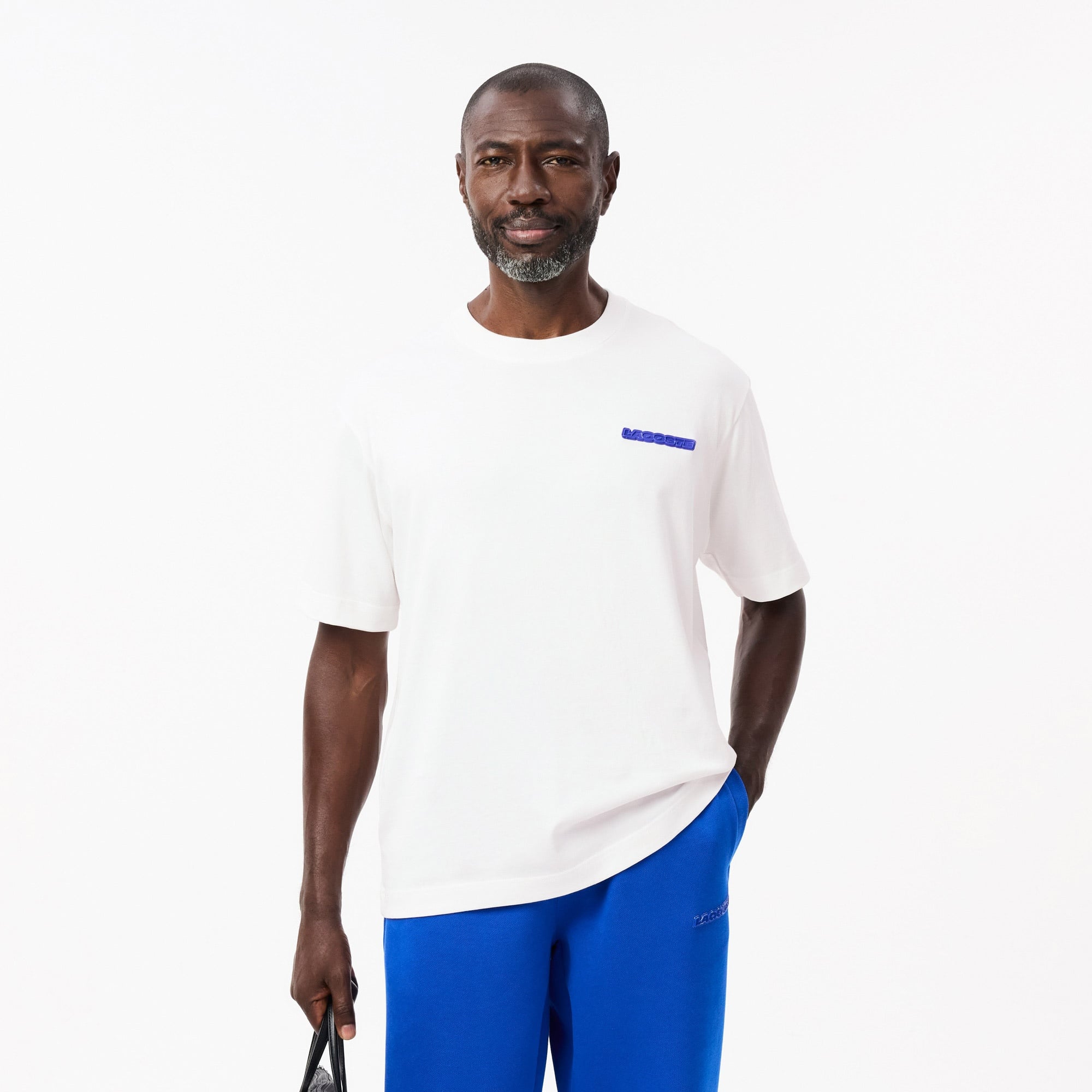 Lacoste Erkek Loose Fit Bisiklet Yaka Baskılı Beyaz T-Shirt