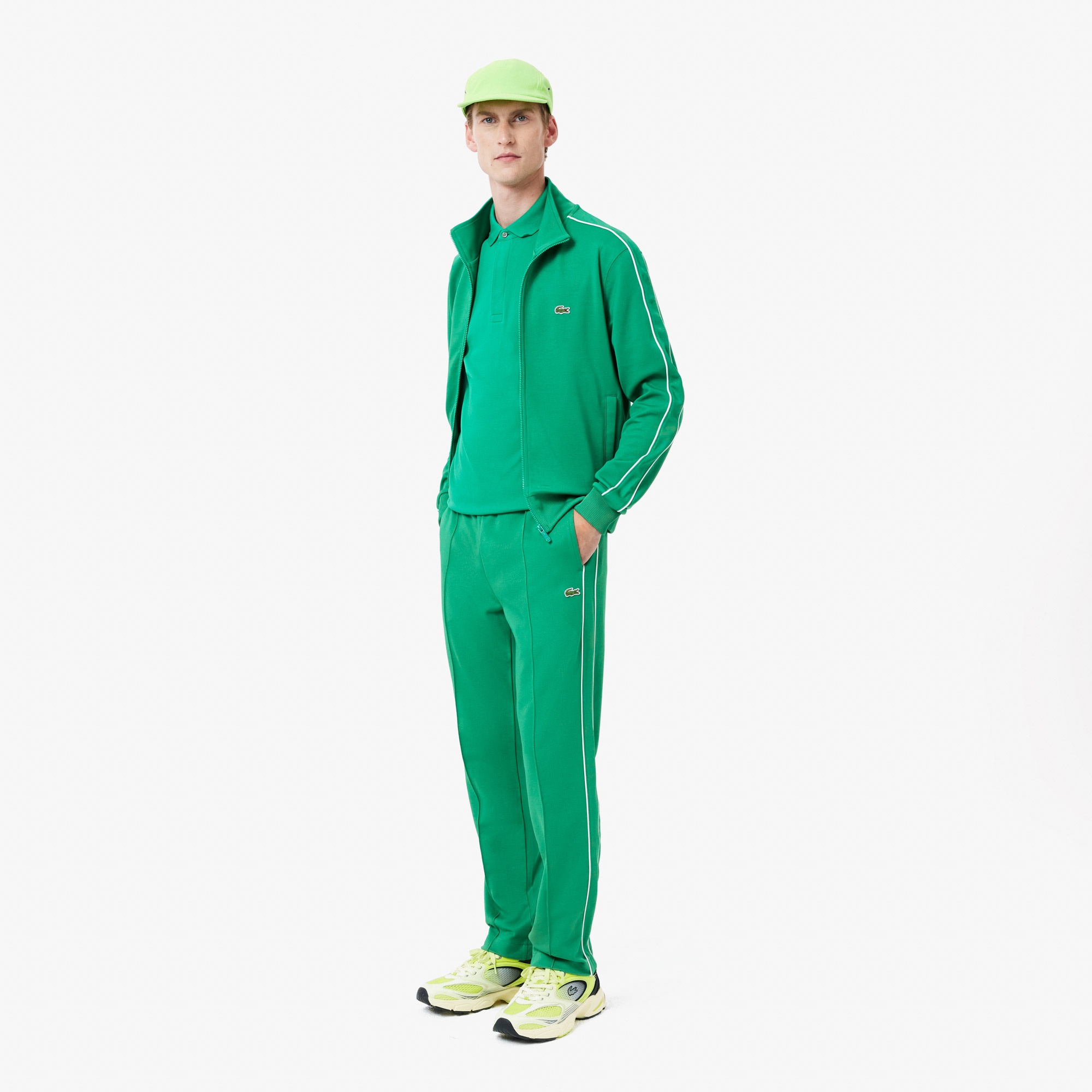 Lacoste Erkek Regular Fit Çizgili Yeşil Eşofman Altı