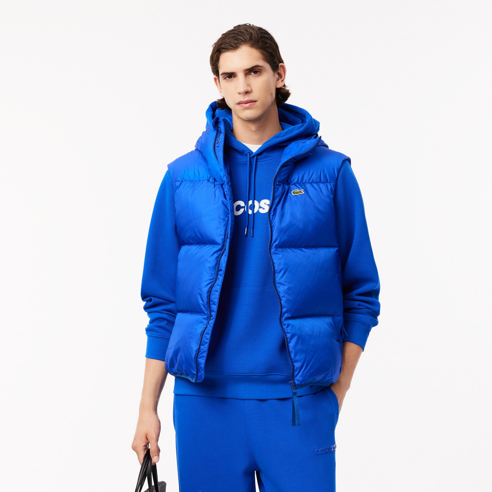 Lacoste Erkek Kapüşonlu Mavi Şişme Yelek