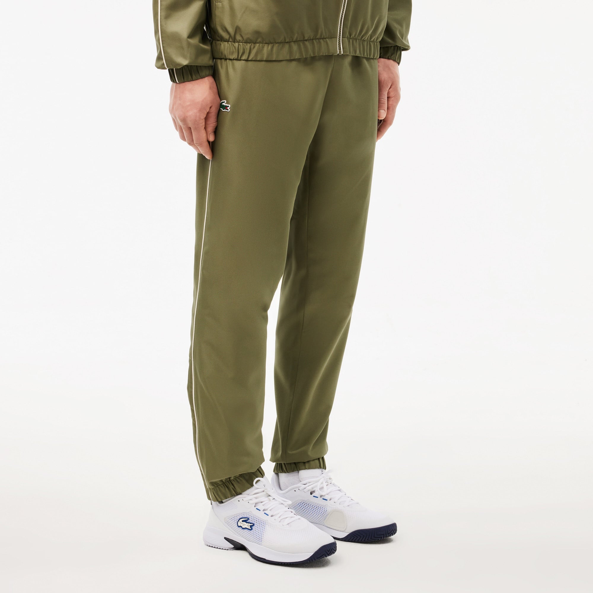 Lacoste Erkek Regular Fit Fermuarlı Yaka Baskılı Haki Eşofman Takımı