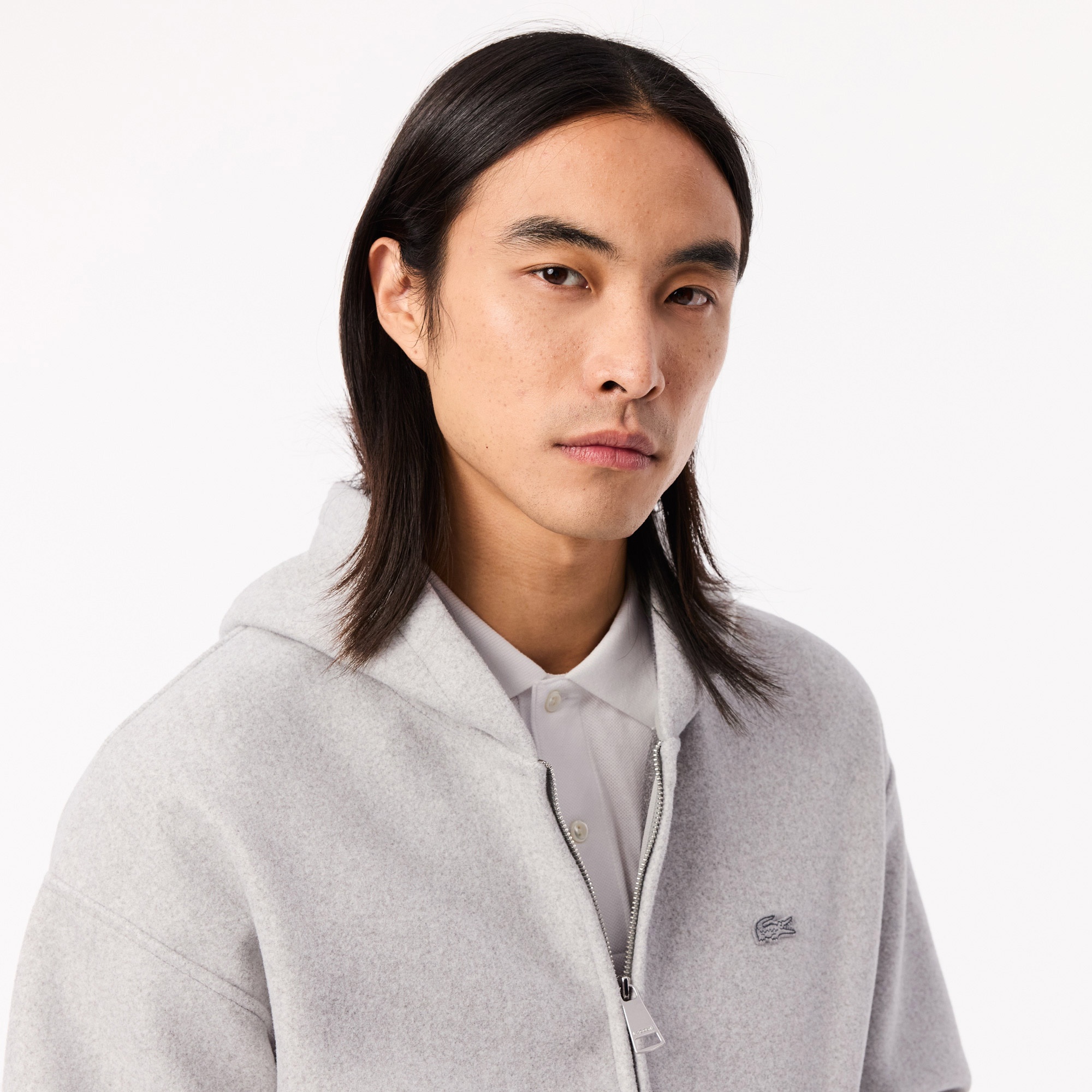 Lacoste Erkek Loose Fit Kapüşonlu Gri Sweatshirt