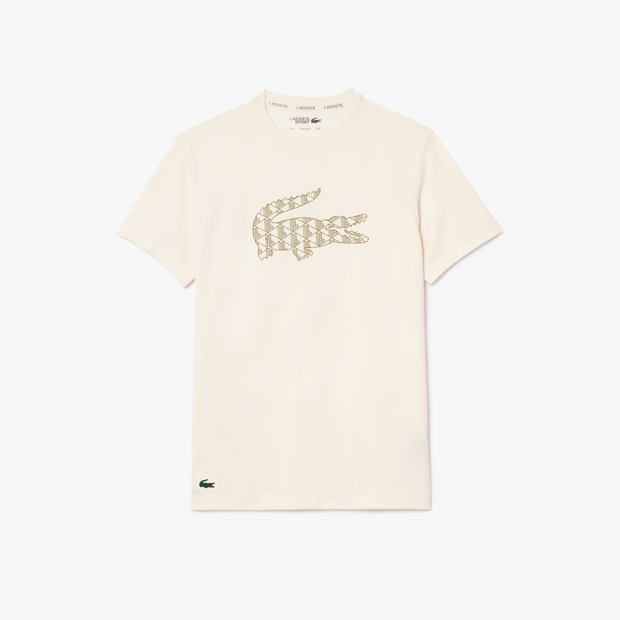 Lacoste Erkek Relaxed Fit Bisiklet Yaka Baskılı Bej T-Shirt