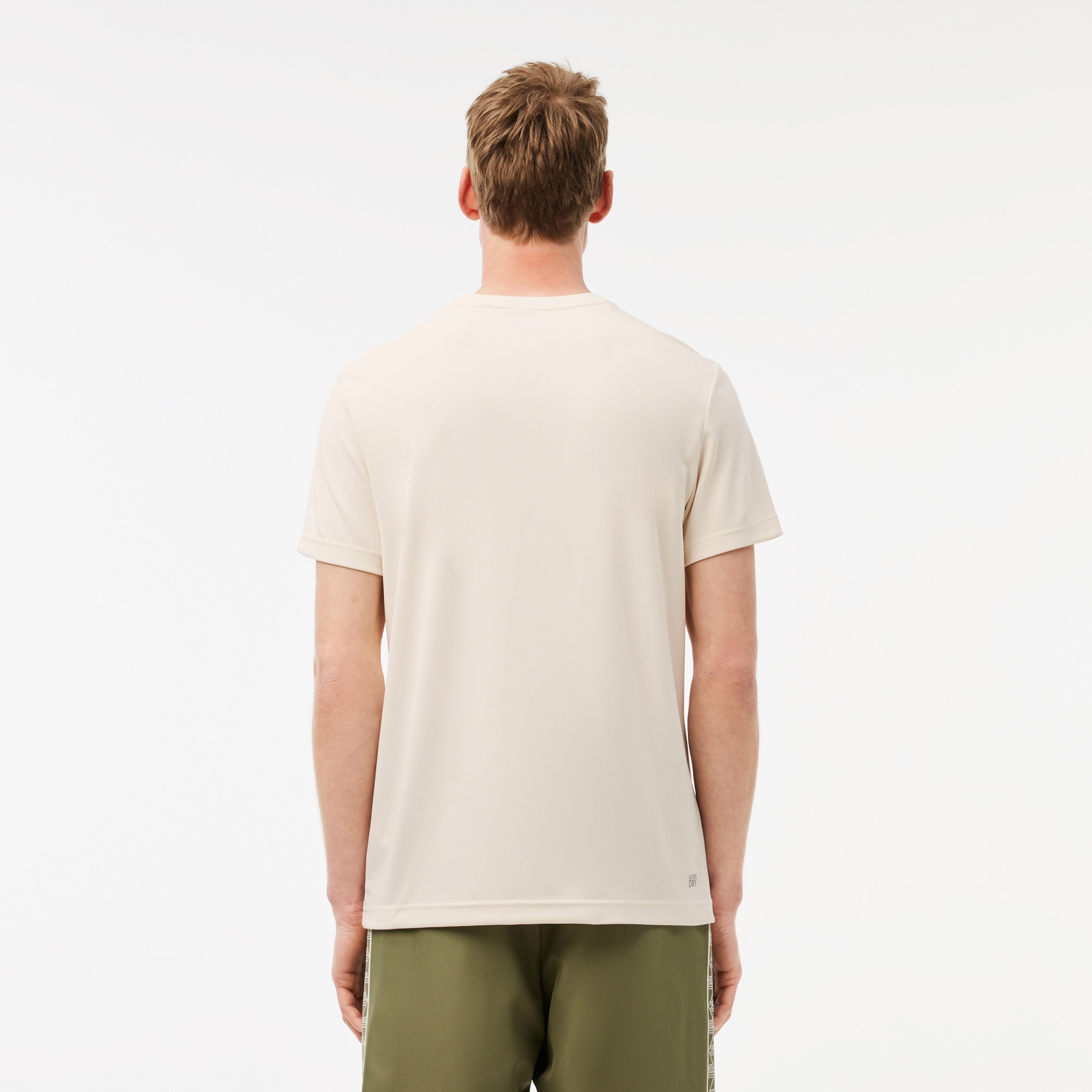 Lacoste Erkek Relaxed Fit Bisiklet Yaka Baskılı Bej T-Shirt