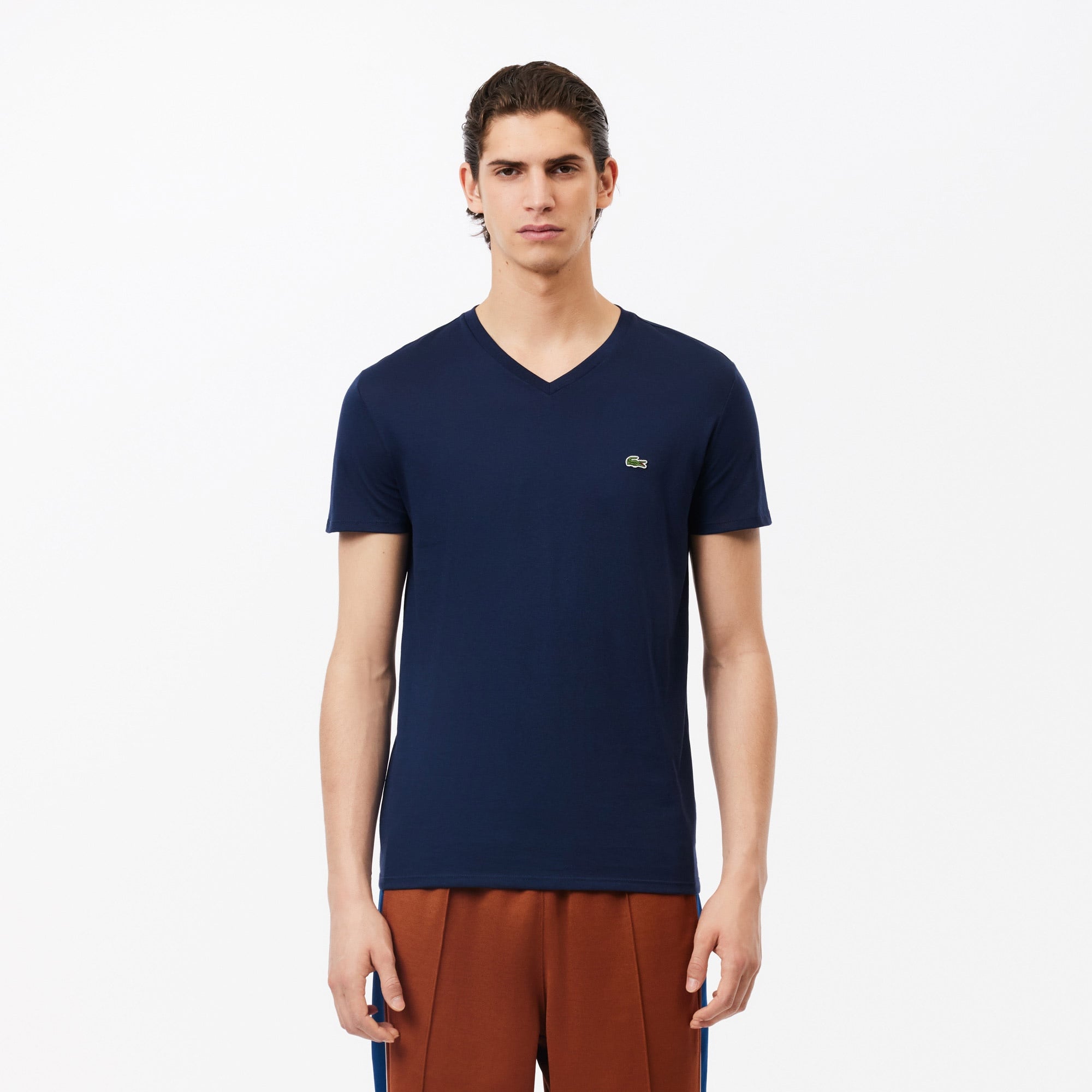 Lacoste Erkek Regular Fit V Yaka Lacivert T-Shirt