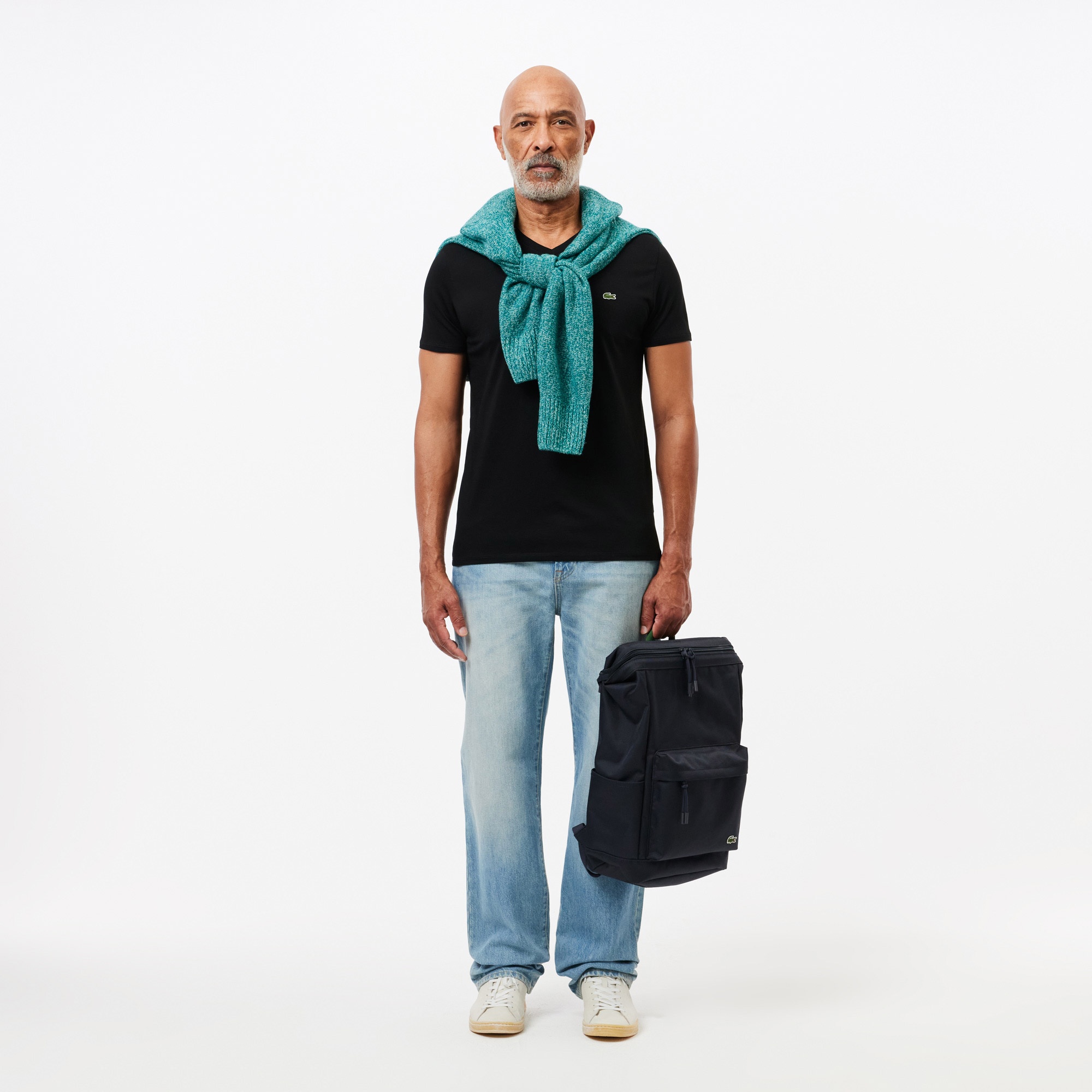 Lacoste Erkek Regular Fit V yaka Siyah T-Shirt