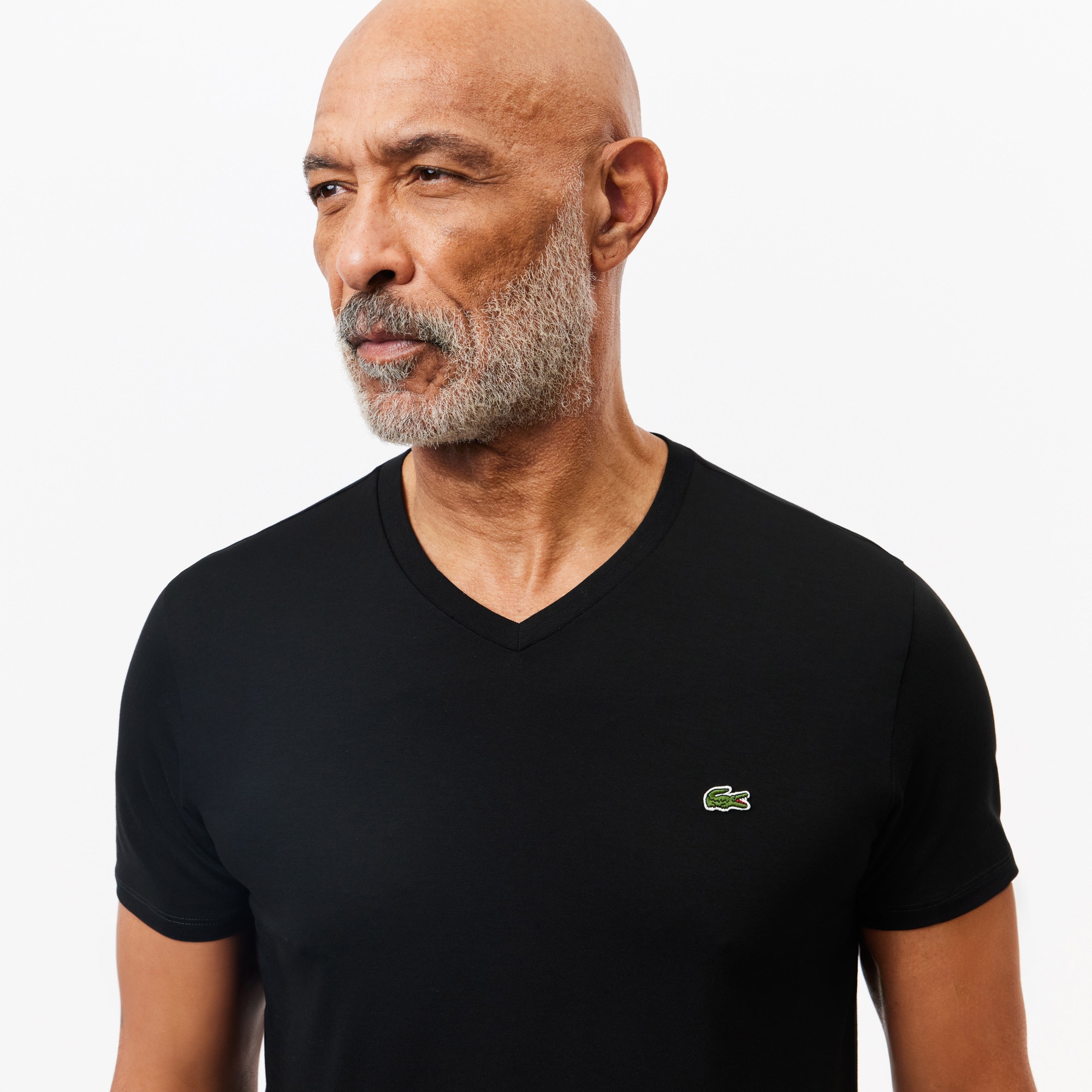 Lacoste Erkek Regular Fit V yaka Siyah T-Shirt