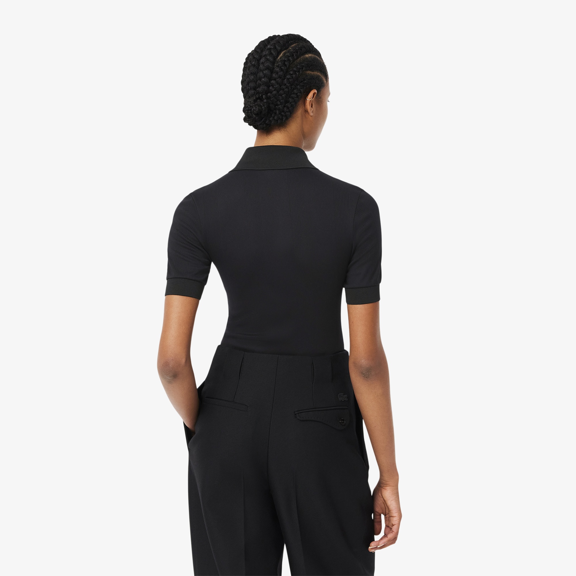 Lacoste FW24 RUNWAY L.12.12 Kadın Classic Fit Baskılı Siyah Polo