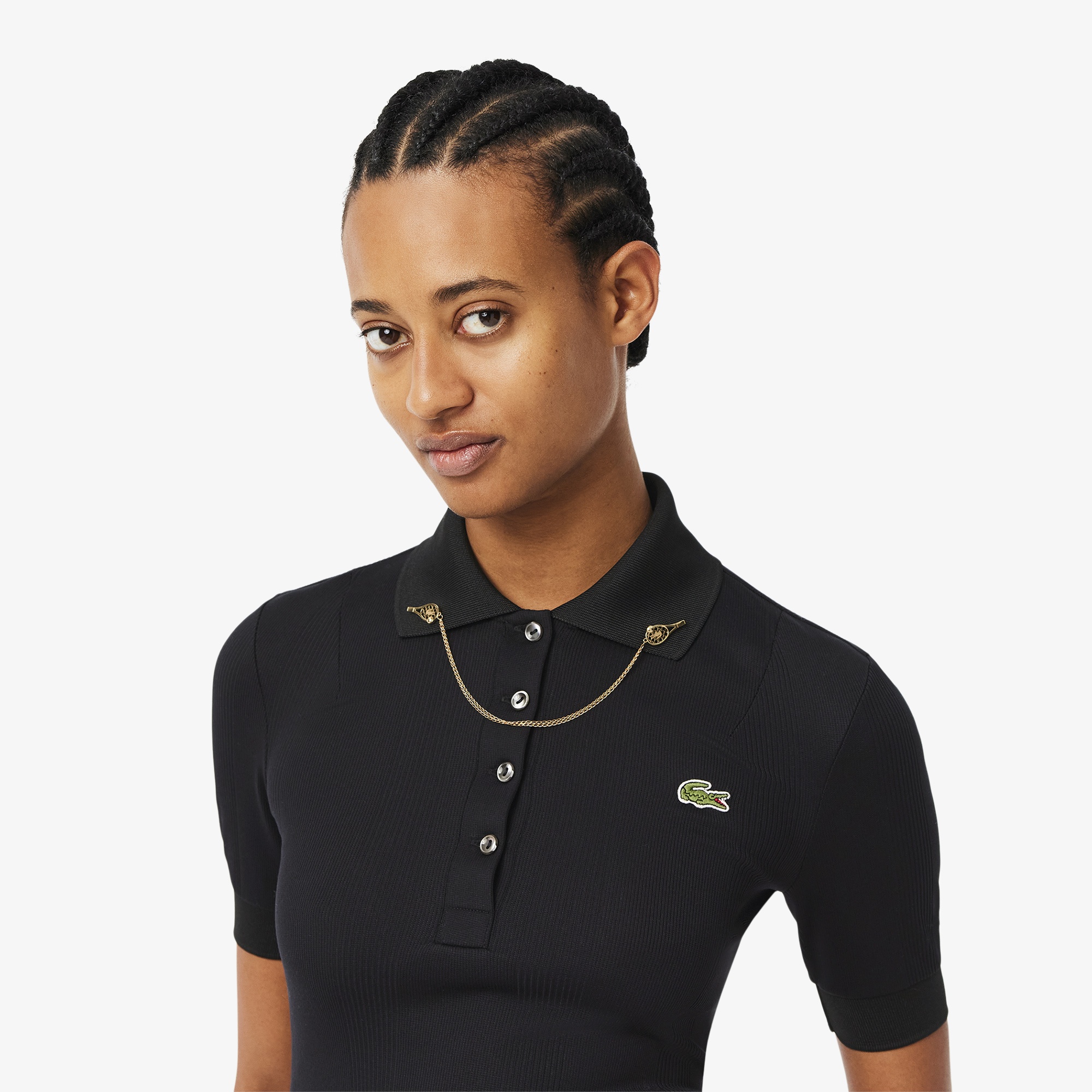 Lacoste FW24 RUNWAY L.12.12 Kadın Classic Fit Baskılı Siyah Polo