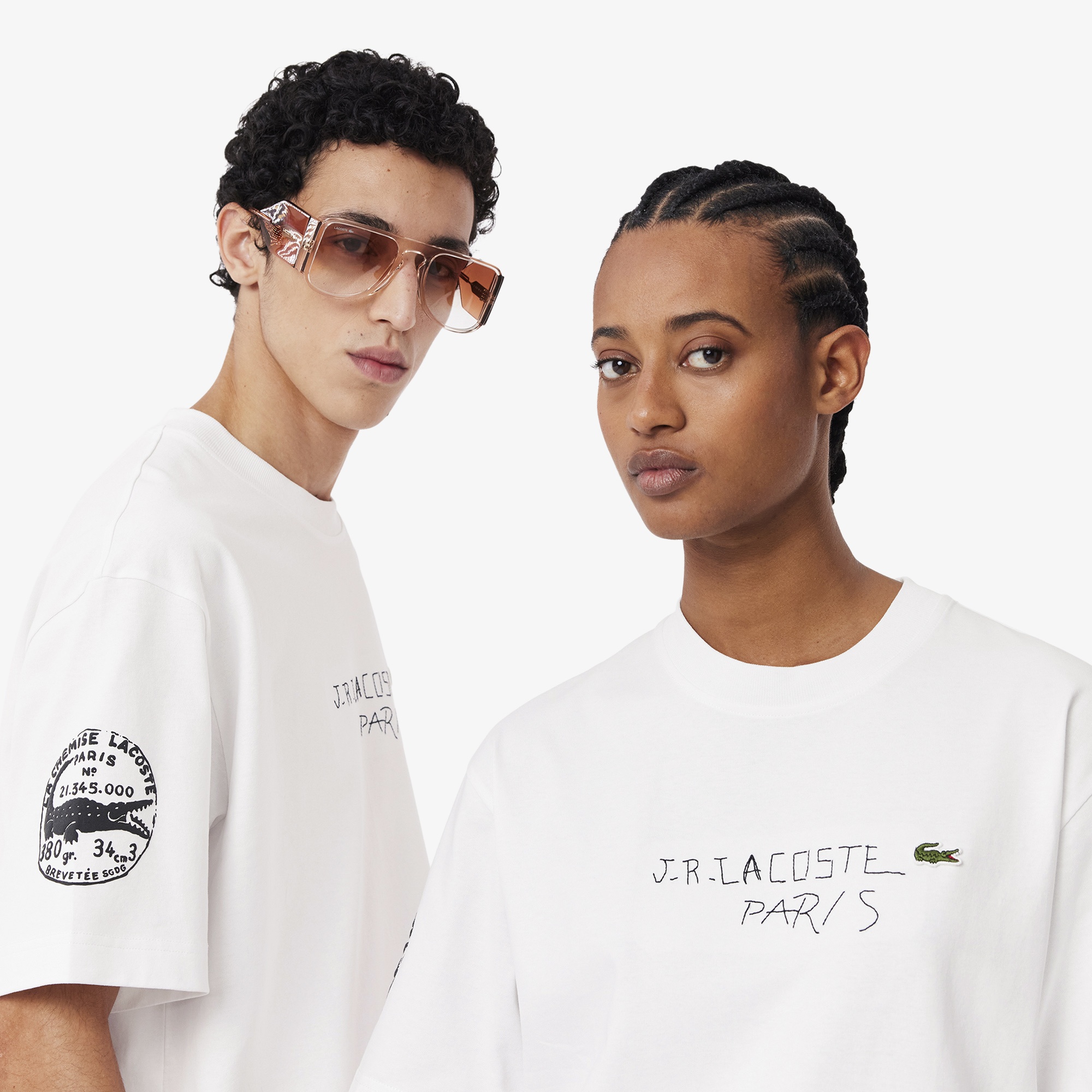 Lacoste FW24 RUNWAY Unisex Loose Fit Baskılı Beyaz T-Shirt