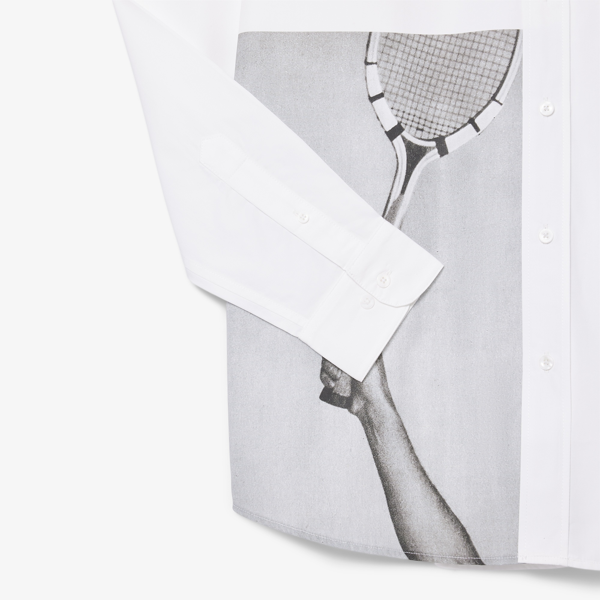 Lacoste FW24 RUNWAY Unisex Loose Fit Baskılı Beyaz Gömlek