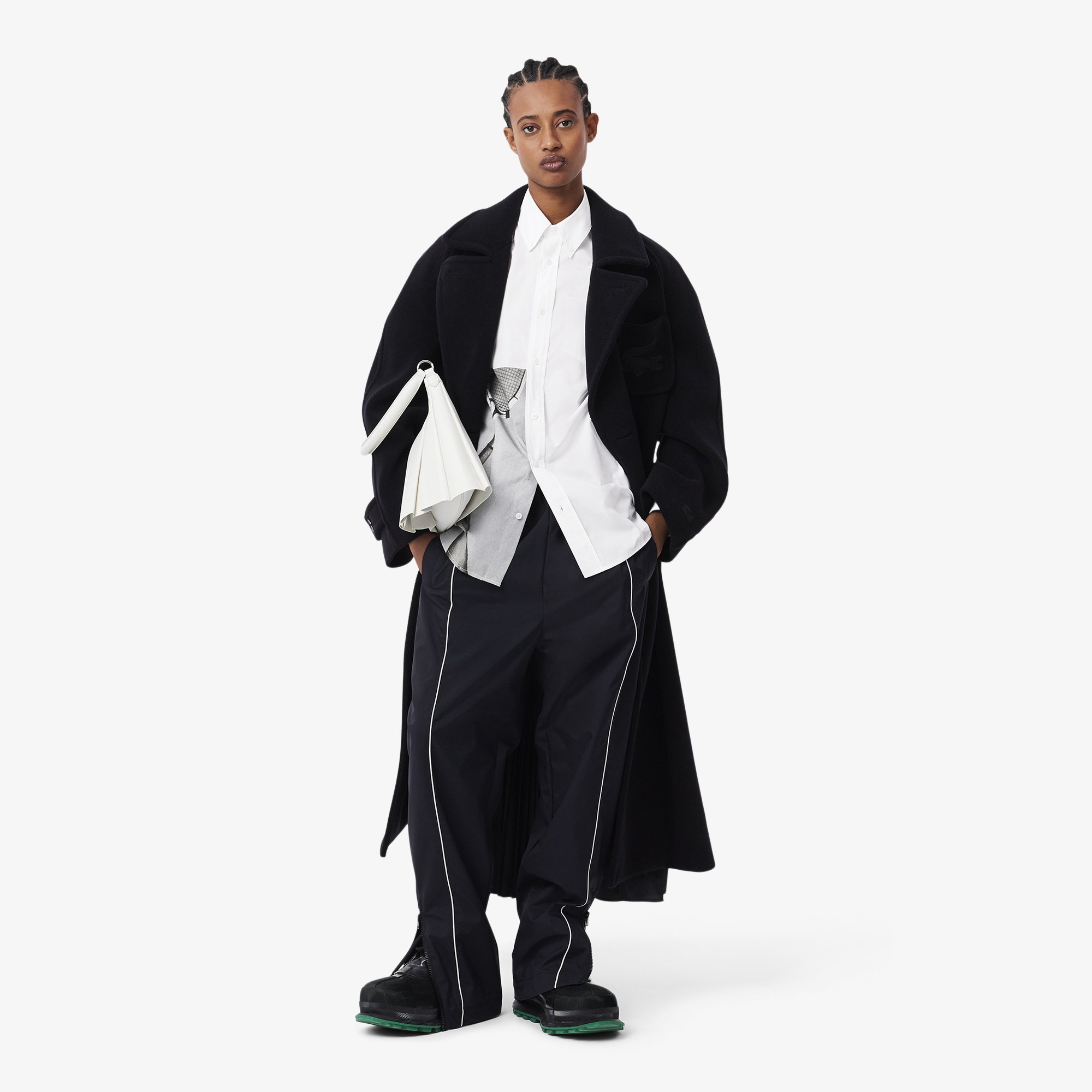 Lacoste FW24 RUNWAY Unisex Loose Fit Baskılı Beyaz Gömlek