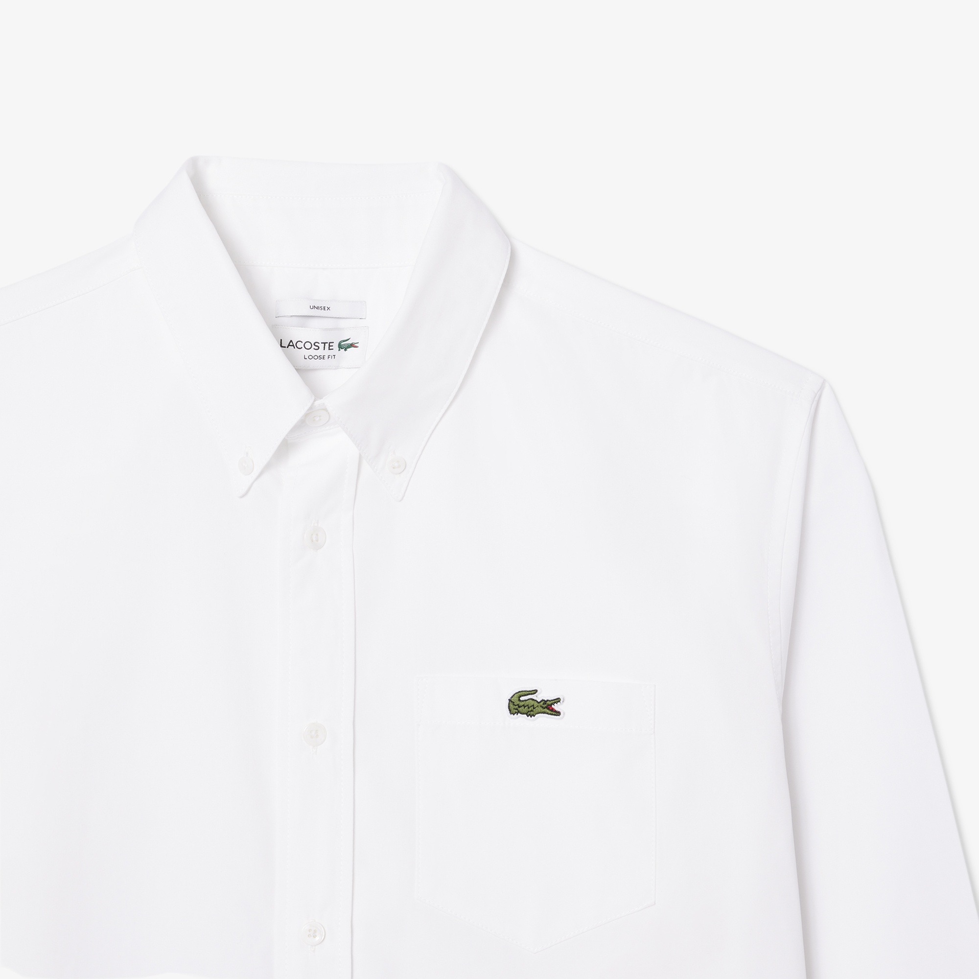 Lacoste FW24 RUNWAY Unisex Loose Fit Baskılı Beyaz Gömlek