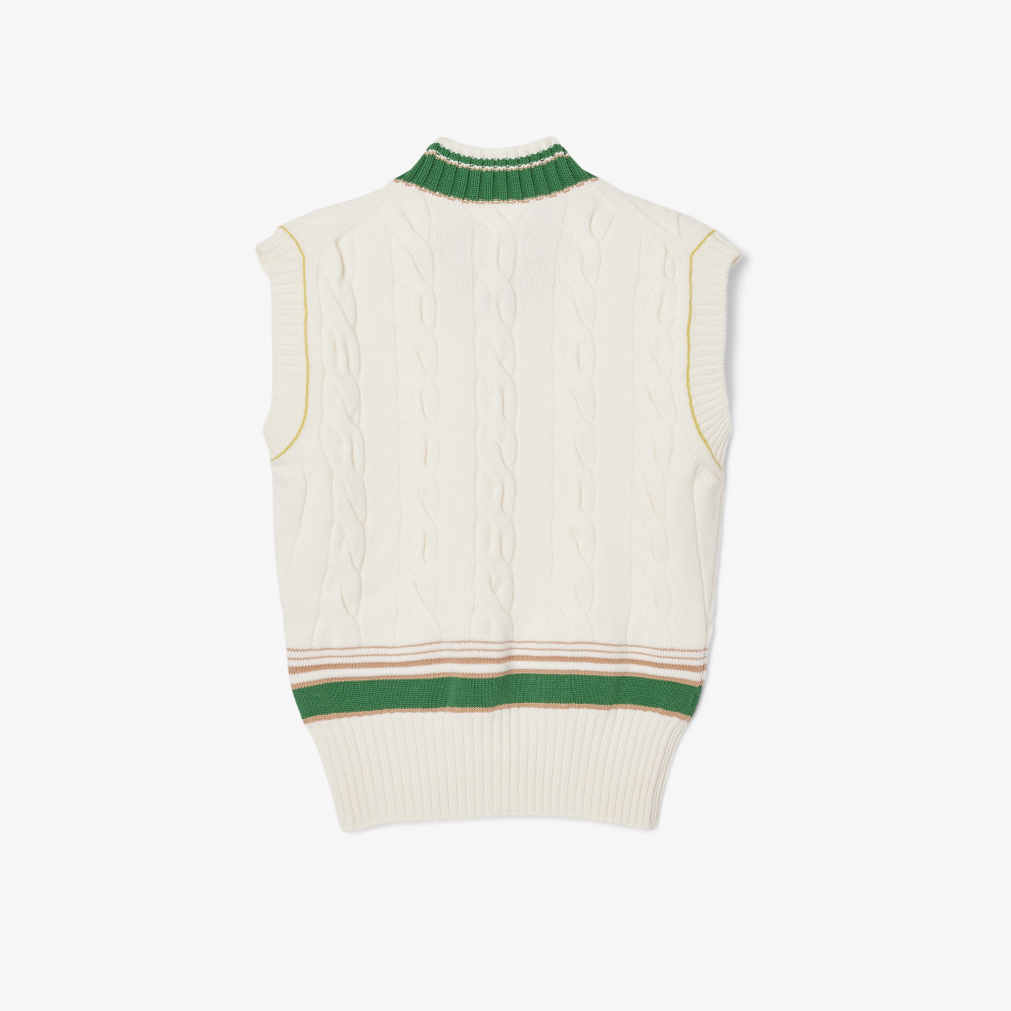 Lacoste FW24 RUNWAY Kadın Slim Fit V Yaka Yün Bej Süveter