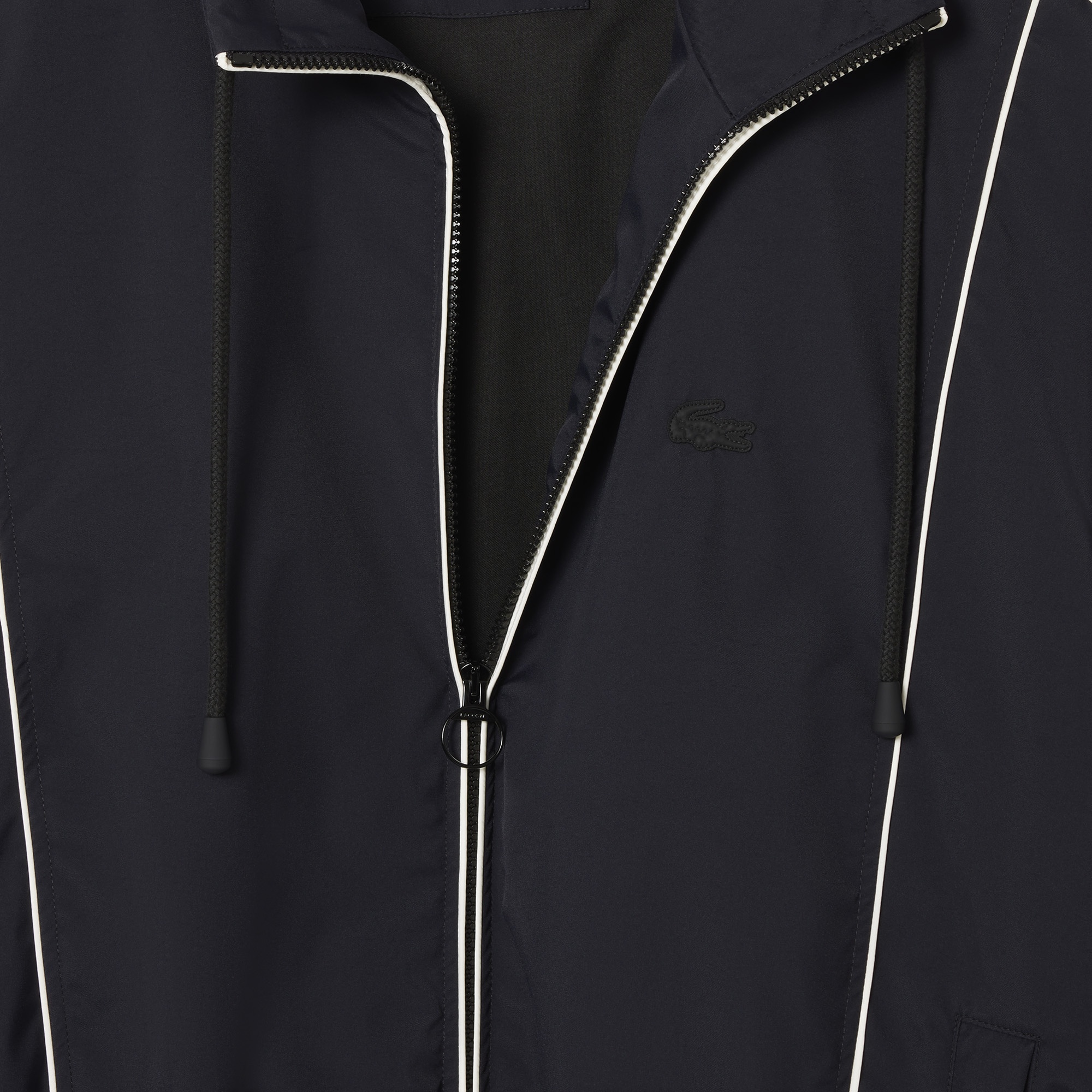 Lacoste FW24 RUNWAY Unisex Loose Fit Dik Yaka Siyah Yağmurluk