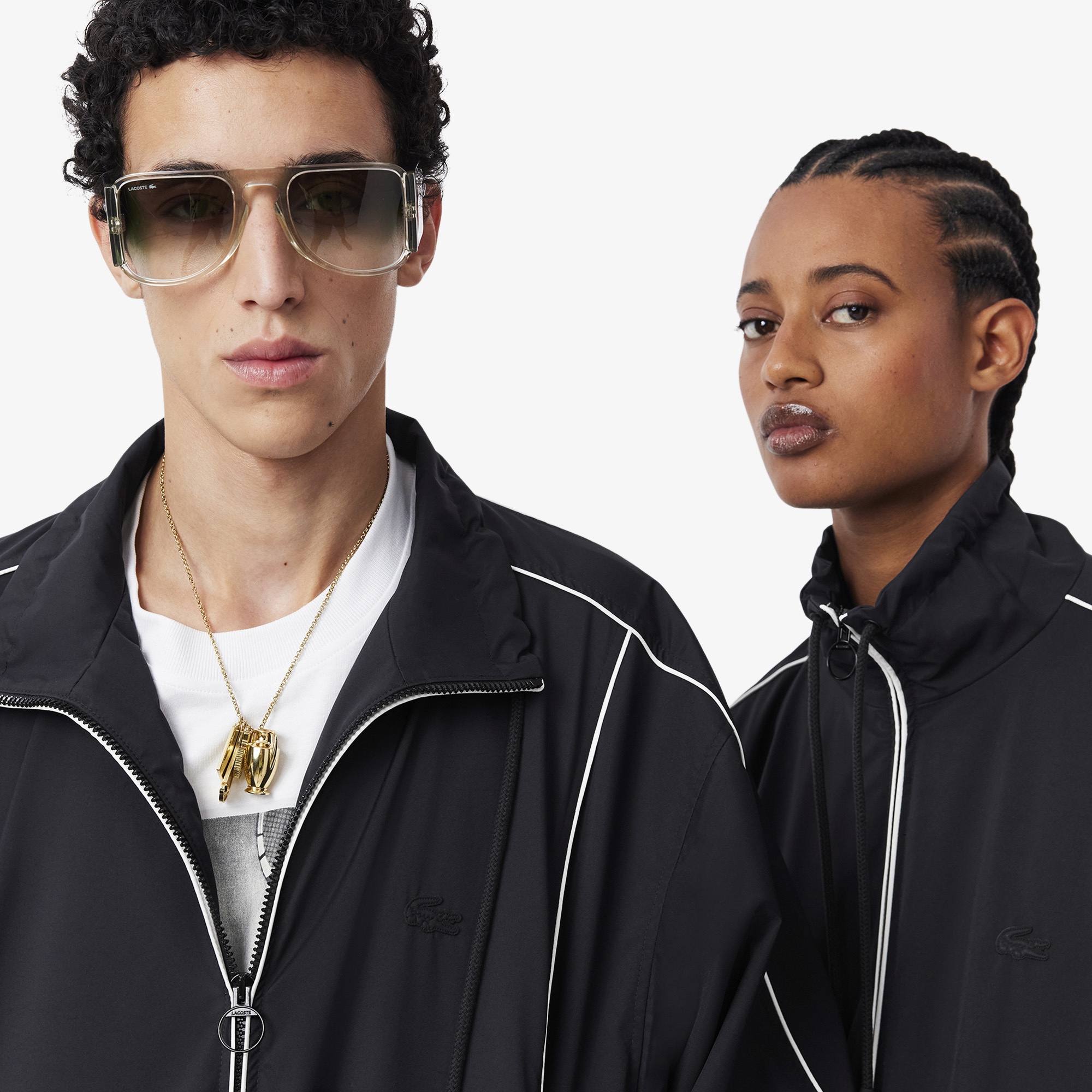 Lacoste FW24 RUNWAY Unisex Loose Fit Dik Yaka Siyah Yağmurluk