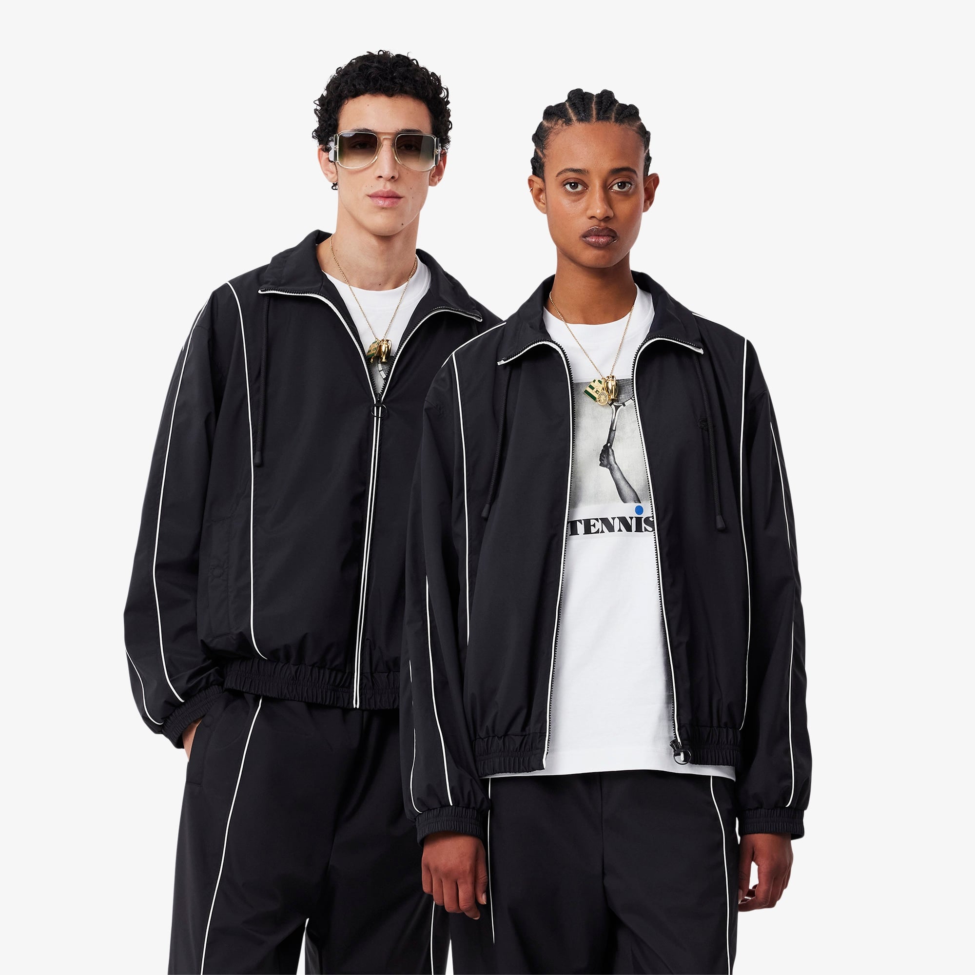 Lacoste FW24 RUNWAY Unisex Loose Fit Dik Yaka Siyah Yağmurluk