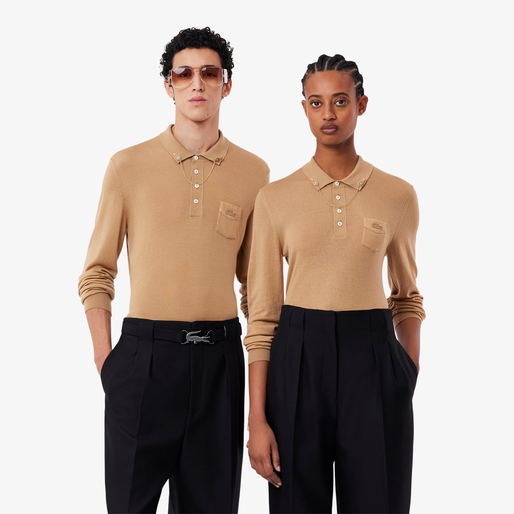 Lacoste FW24 RUNWAY Unisex Slim Fit Polo Yaka Kahverengi Triko