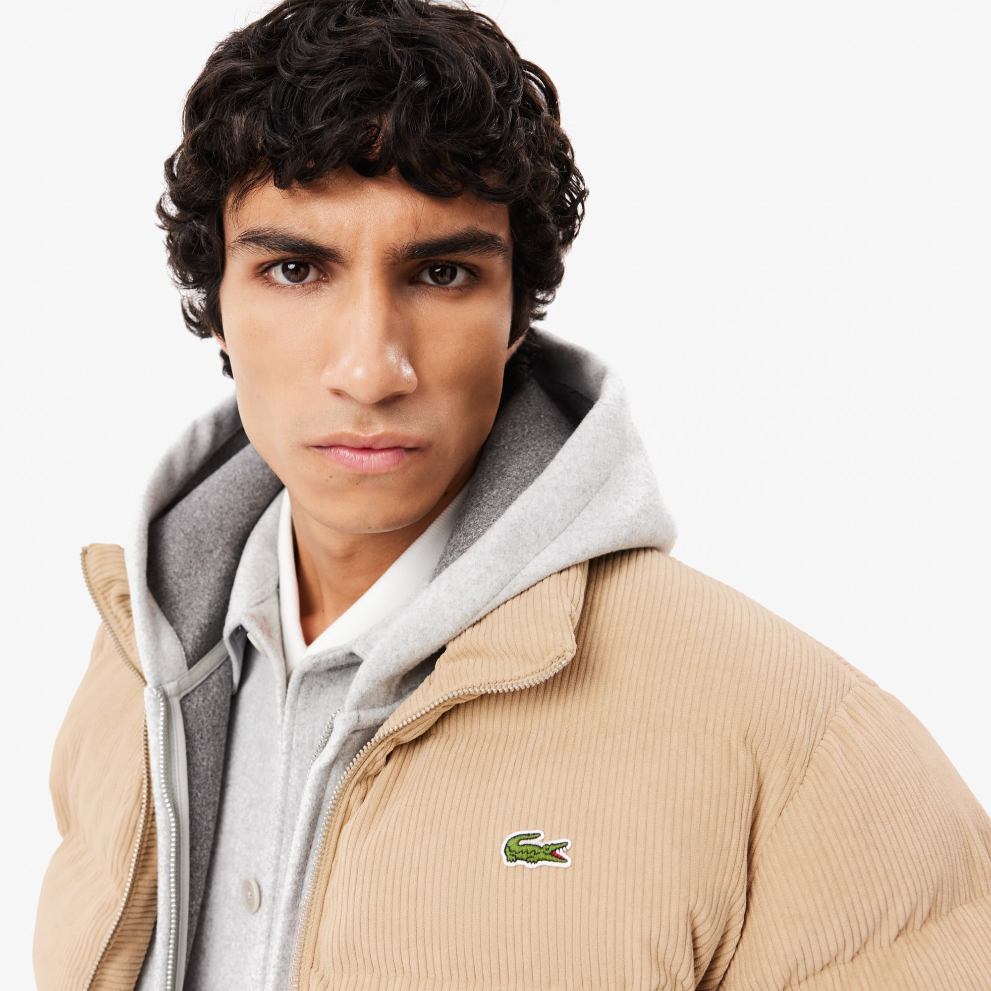 Lacoste Erkek Relaxed Fit Dik Yaka Kahverengi Şişme Mont