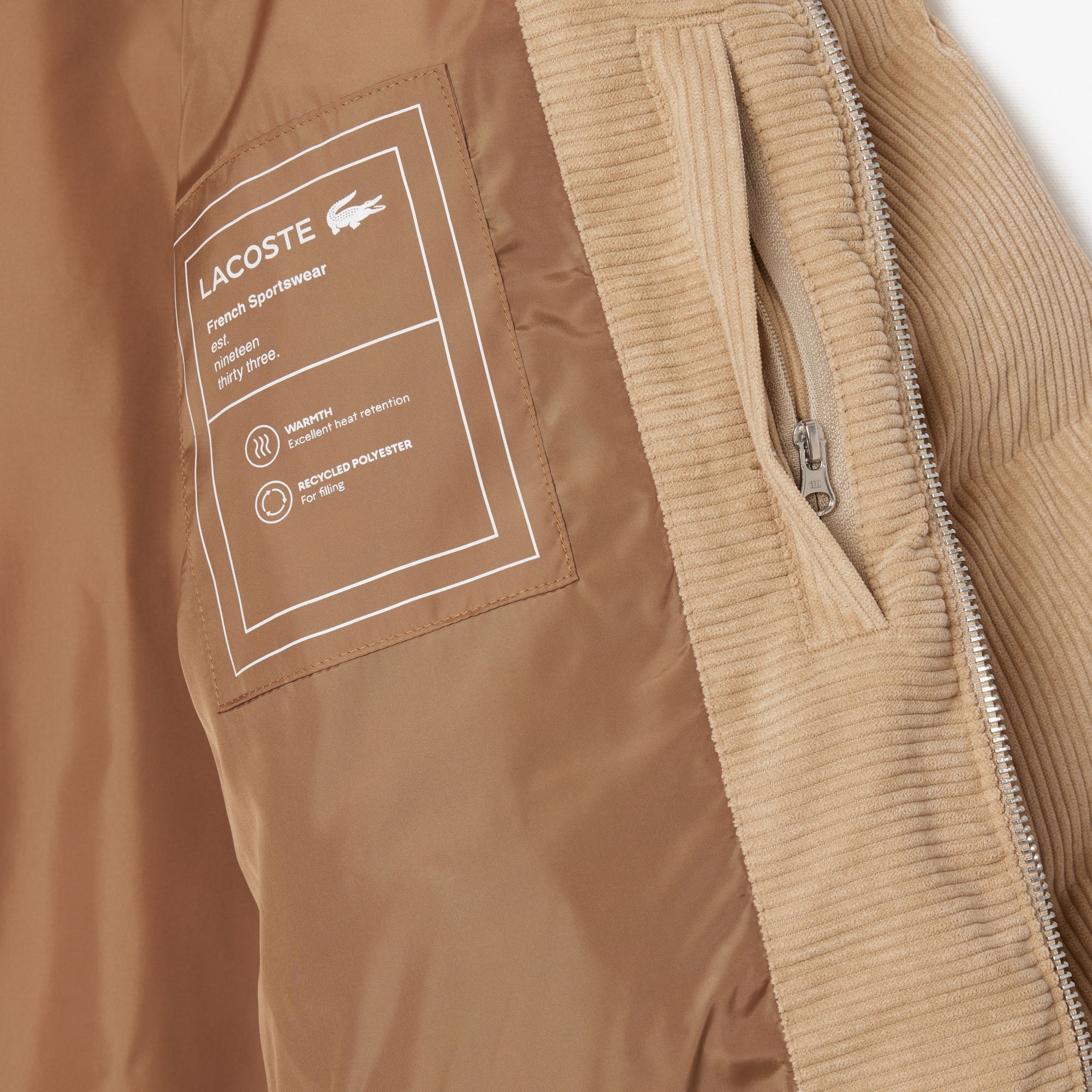 Lacoste Erkek Relaxed Fit Dik Yaka Kahverengi Şişme Mont