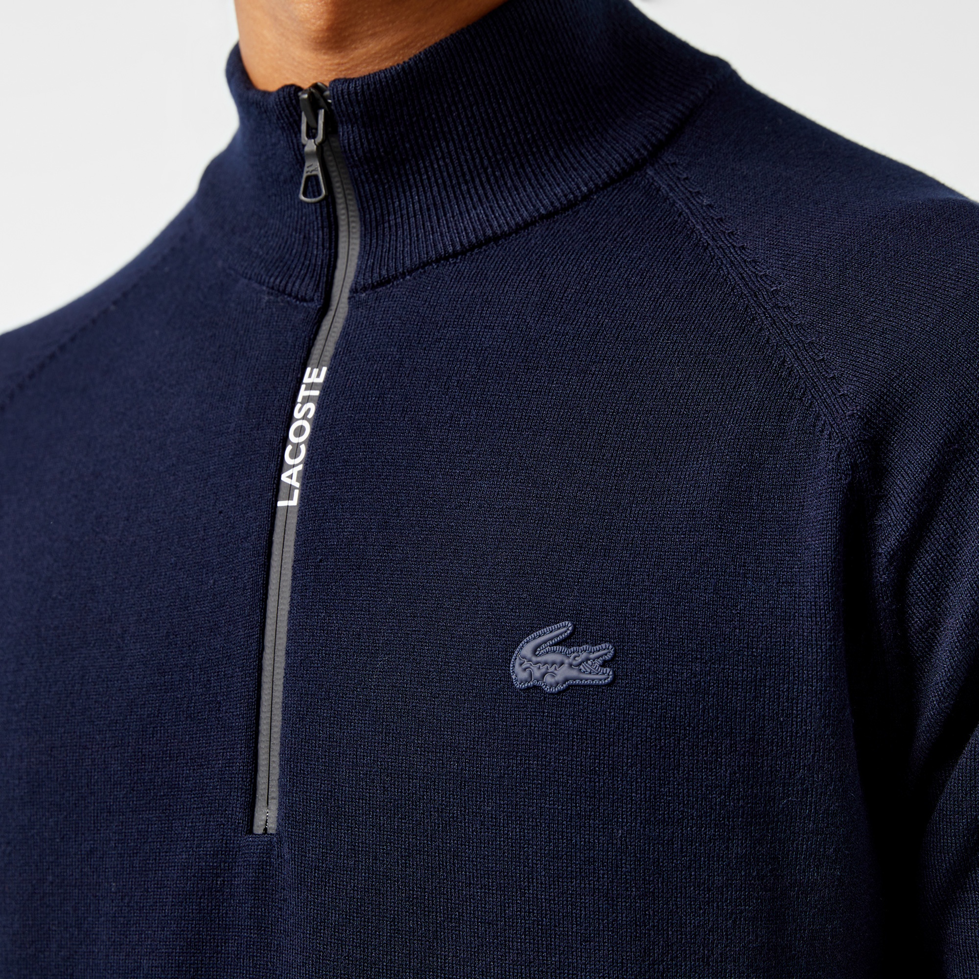 Lacoste Erkek Regular Fit Yarım Fermuarlı Lacivert Triko