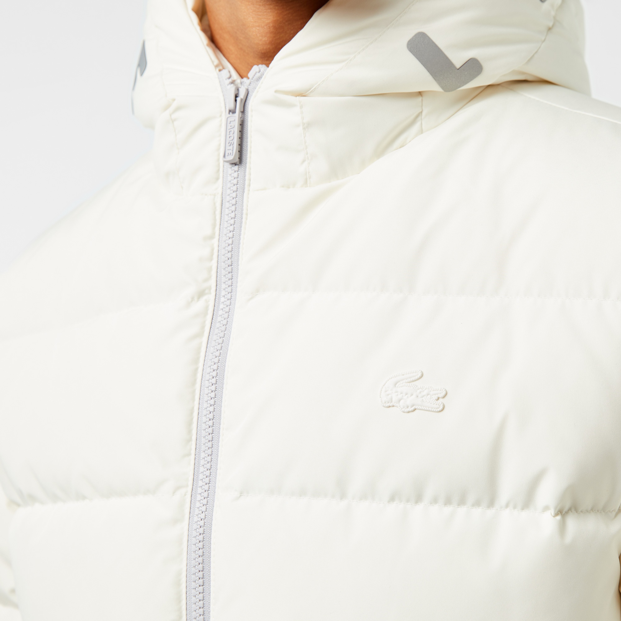 Lacoste Erkek Regular Fit Kapüşonlu Beyaz Şişme Mont