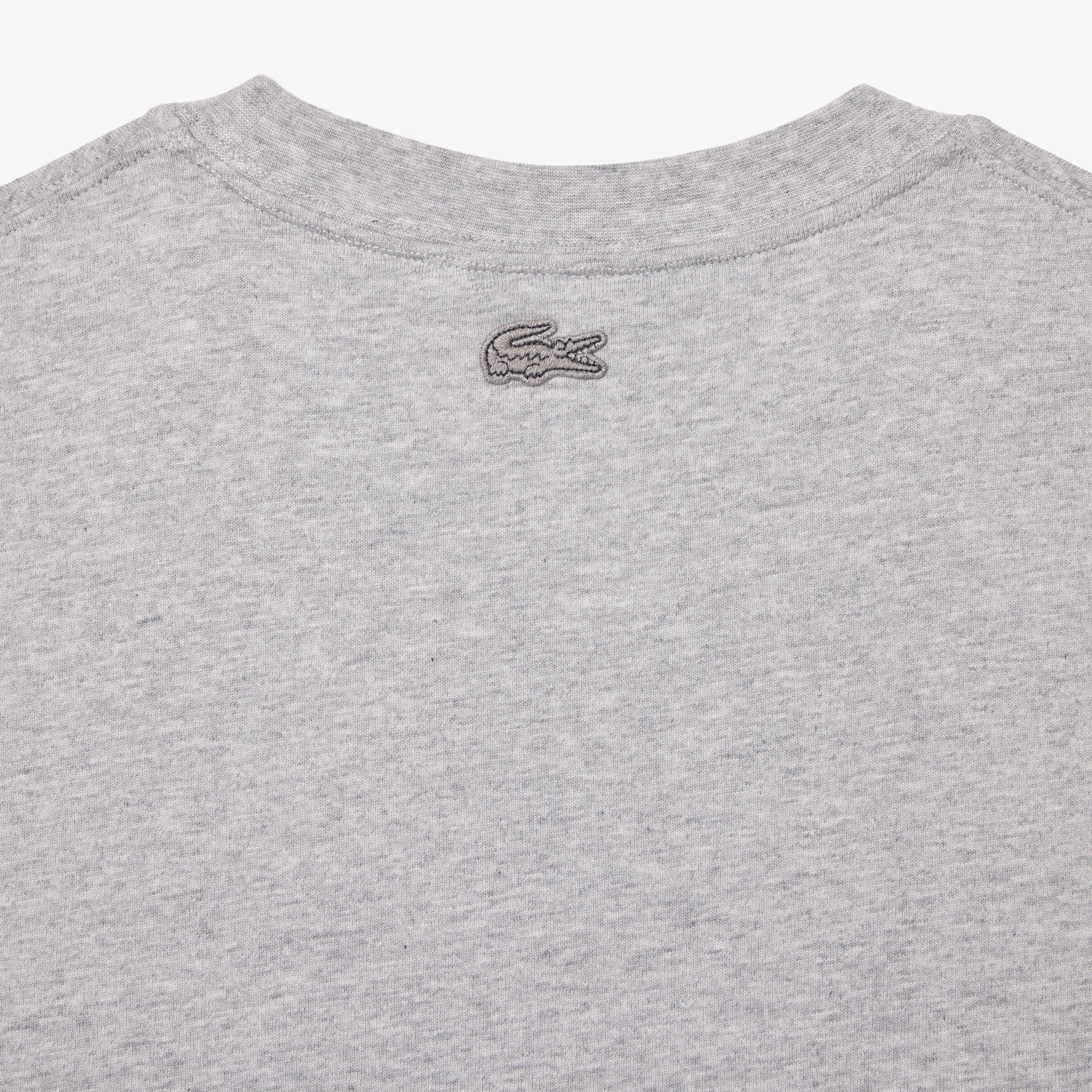 Lacoste X CLOT Unisex Classic Fit Bisiklet Yaka Baskılı Gri T-Shirt