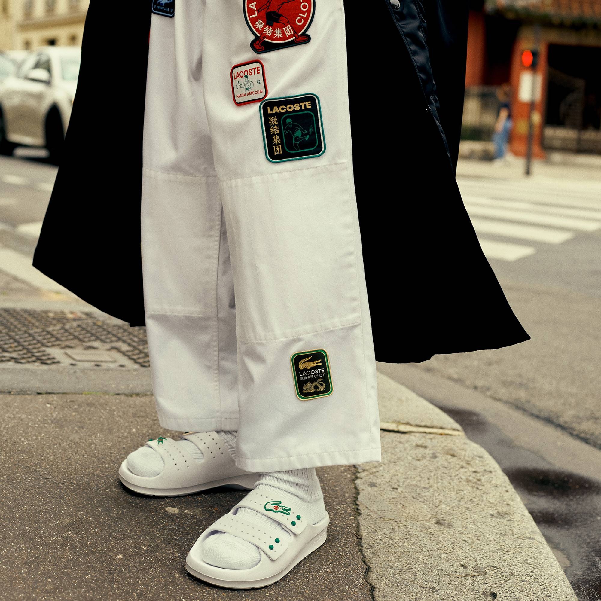 Lacoste X CLOT Unisex Relaxed Fit Baskılı Beyaz Eşofman Altı