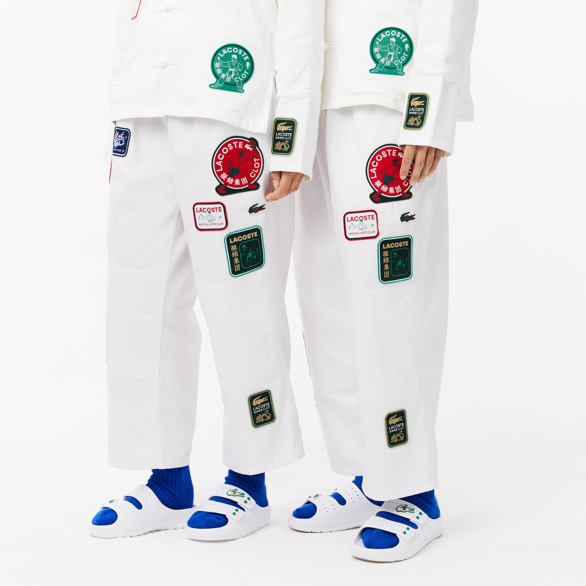 Lacoste X CLOT Unisex Relaxed Fit Baskılı Beyaz Eşofman Altı