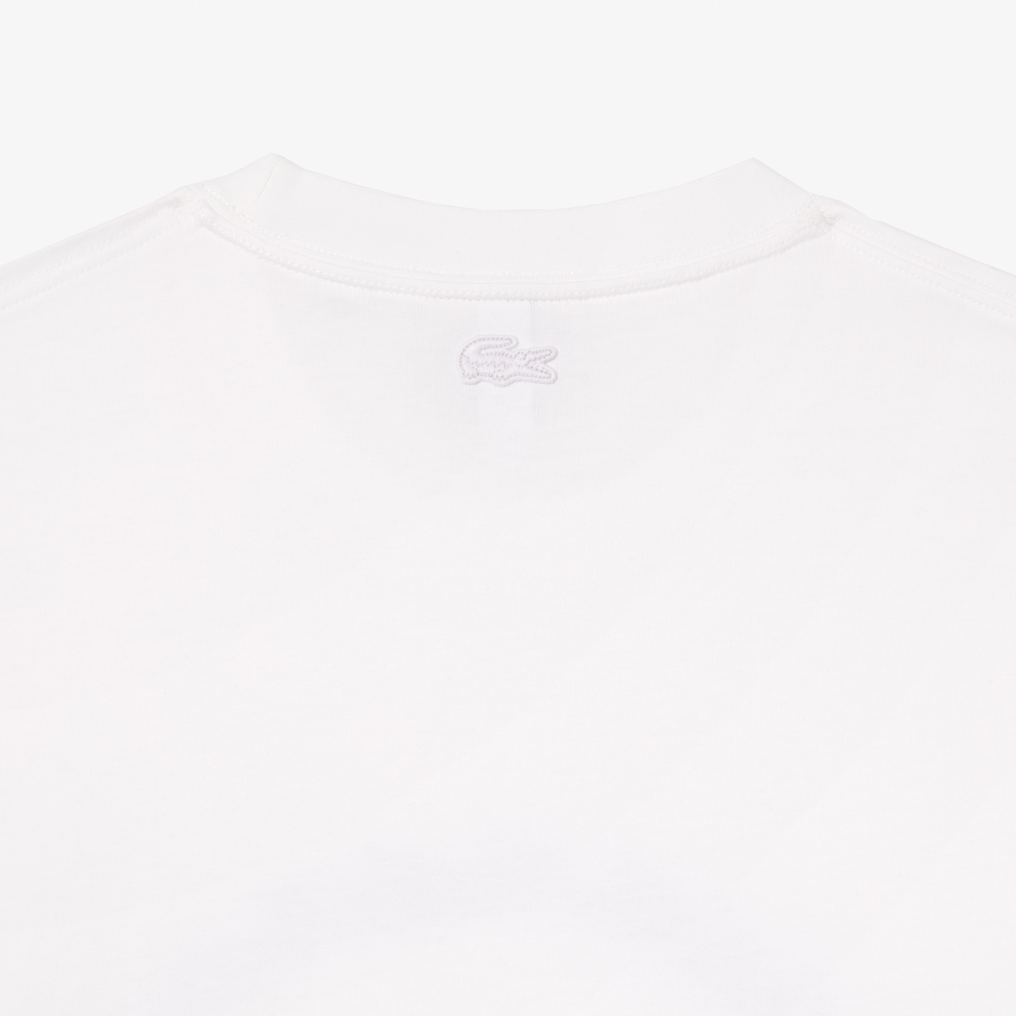 Lacoste X CLOT Unisex Classic Fit Bisiklet Yaka Baskılı Beyaz T-Shirt