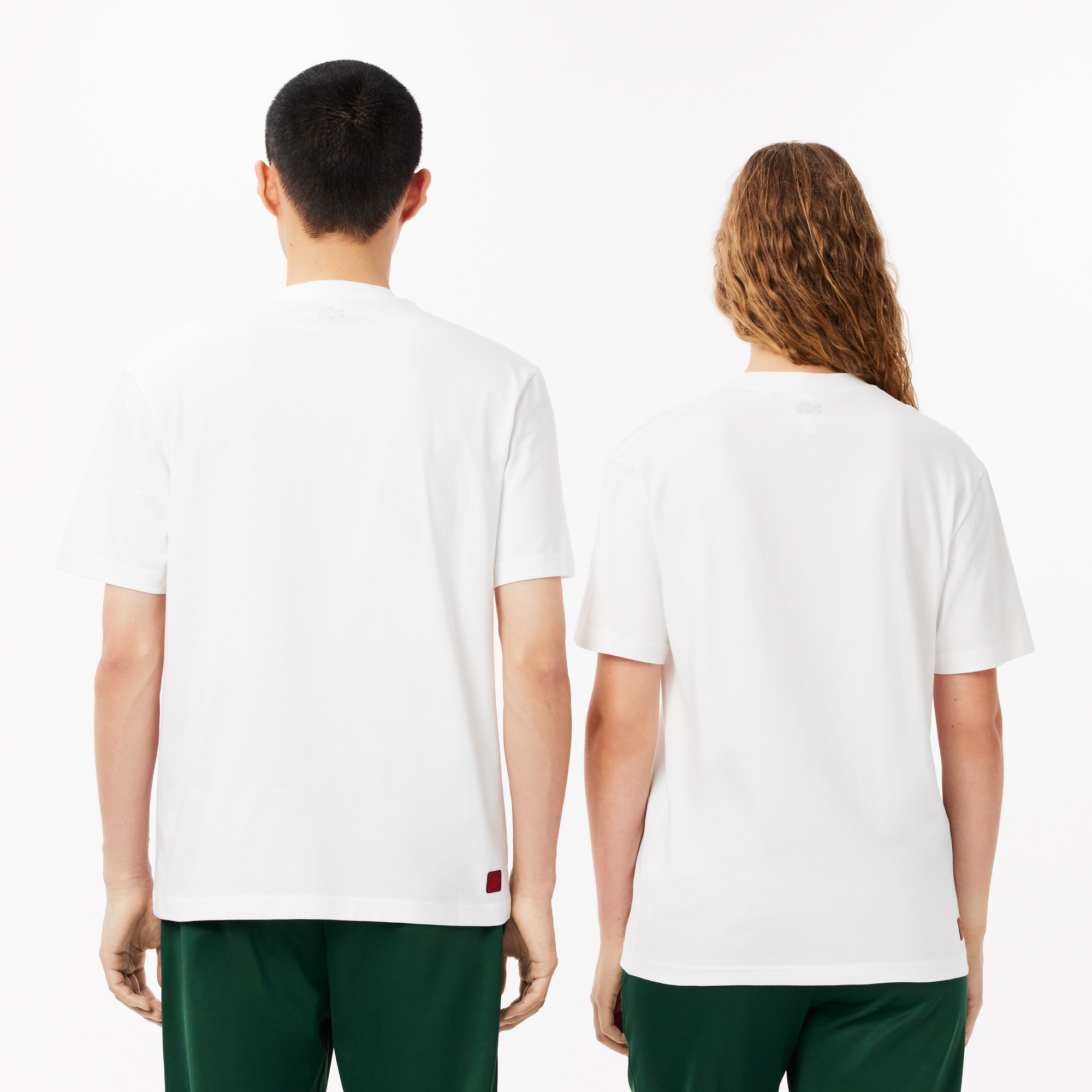 Lacoste X CLOT Unisex Classic Fit Bisiklet Yaka Baskılı Beyaz T-Shirt