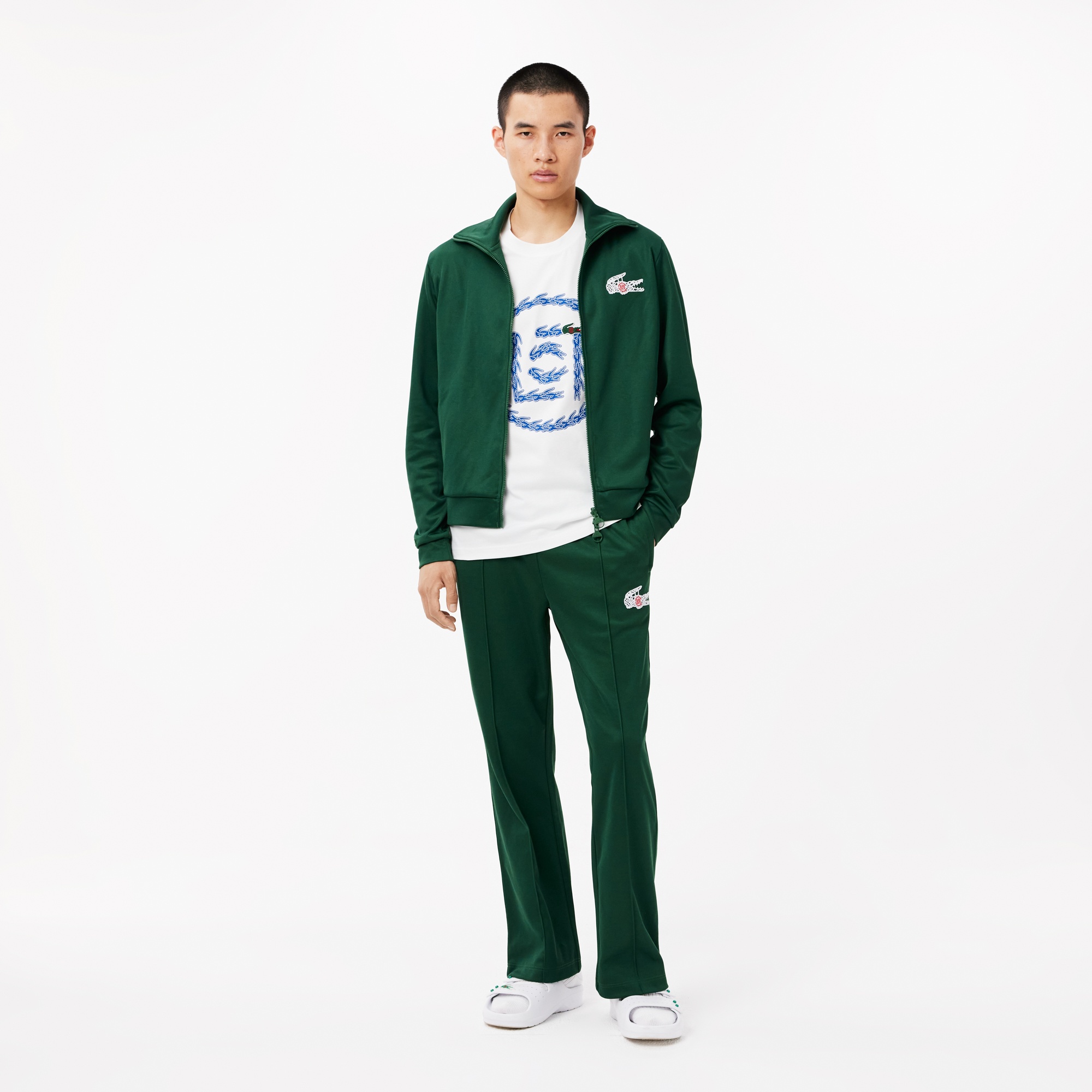 Lacoste X CLOT Unisex Classic Fit Bisiklet Yaka Baskılı Beyaz T-Shirt