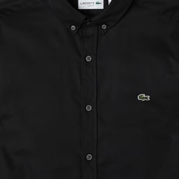 Erkek Slim Fit Düğmeli Yaka Siyah Gömlek Siyah