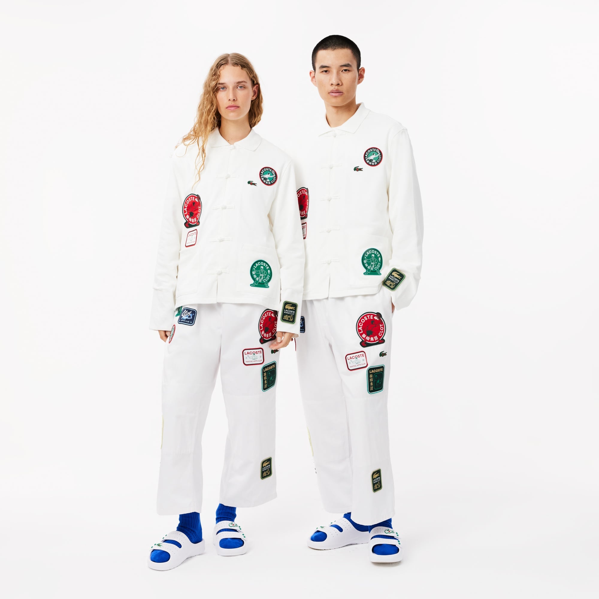 Lacoste X CLOT Unisex Relaxed Fit Baskılı Beyaz Eşofman Altı