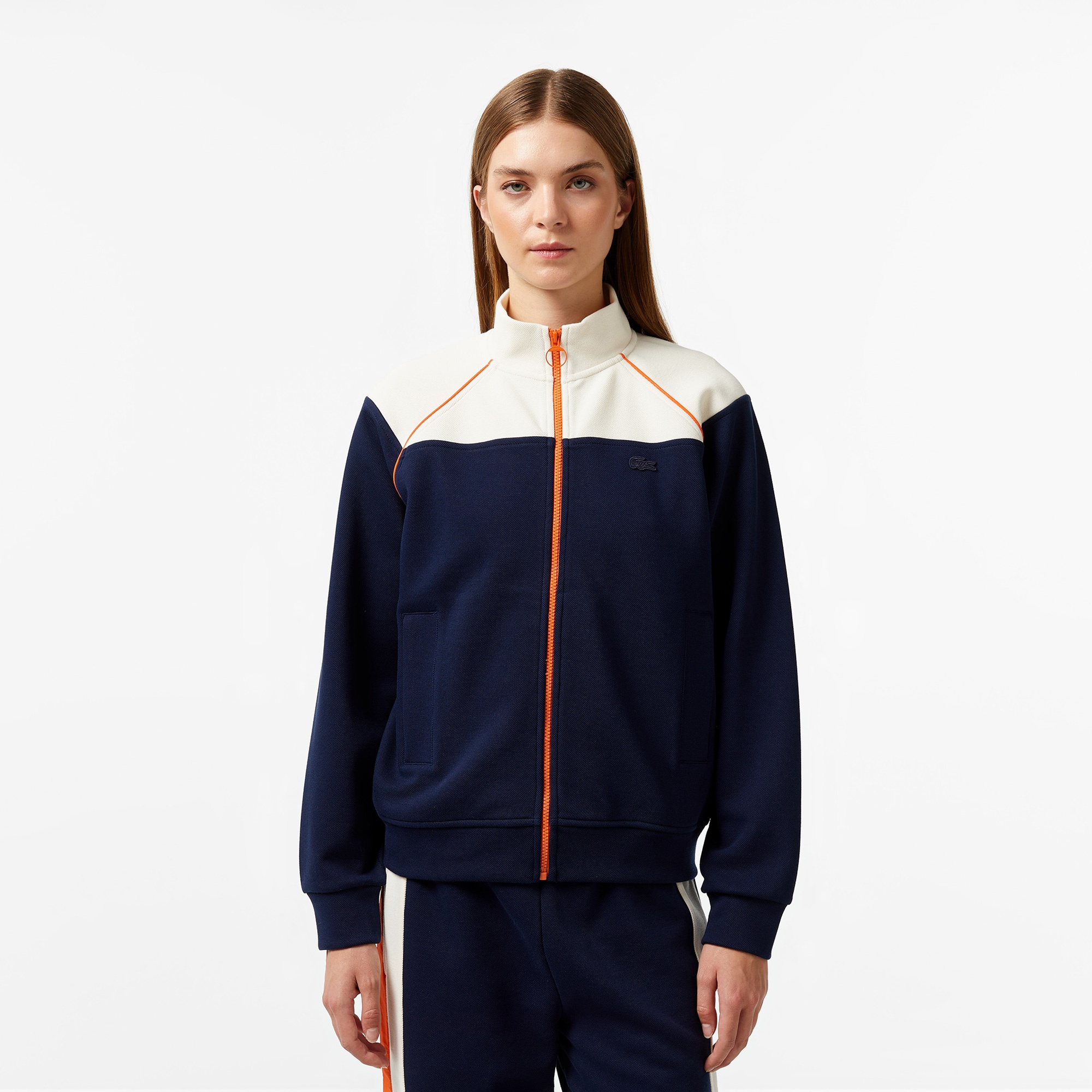 Lacoste Kadın Relaxed Fit Dik Yaka Lacivert Sweatshirt