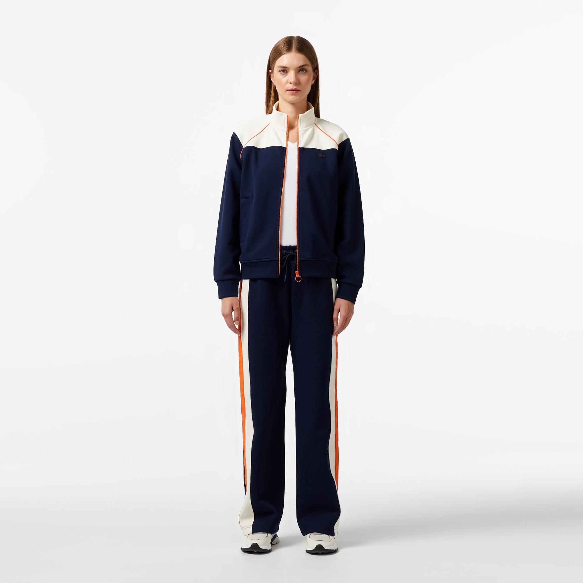 Lacoste Kadın Relaxed Fit Dik Yaka Lacivert Sweatshirt