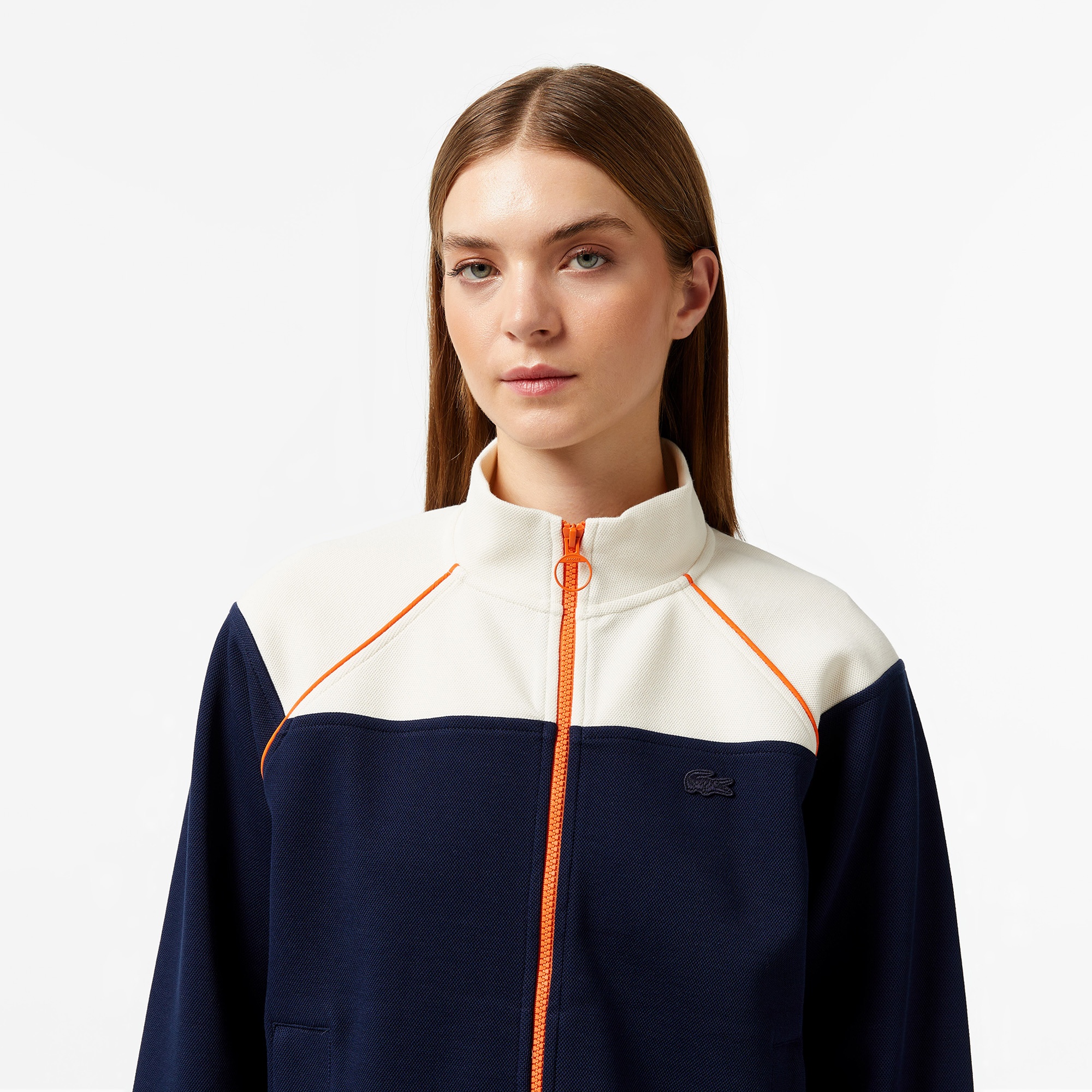 Lacoste Kadın Relaxed Fit Dik Yaka Lacivert Sweatshirt