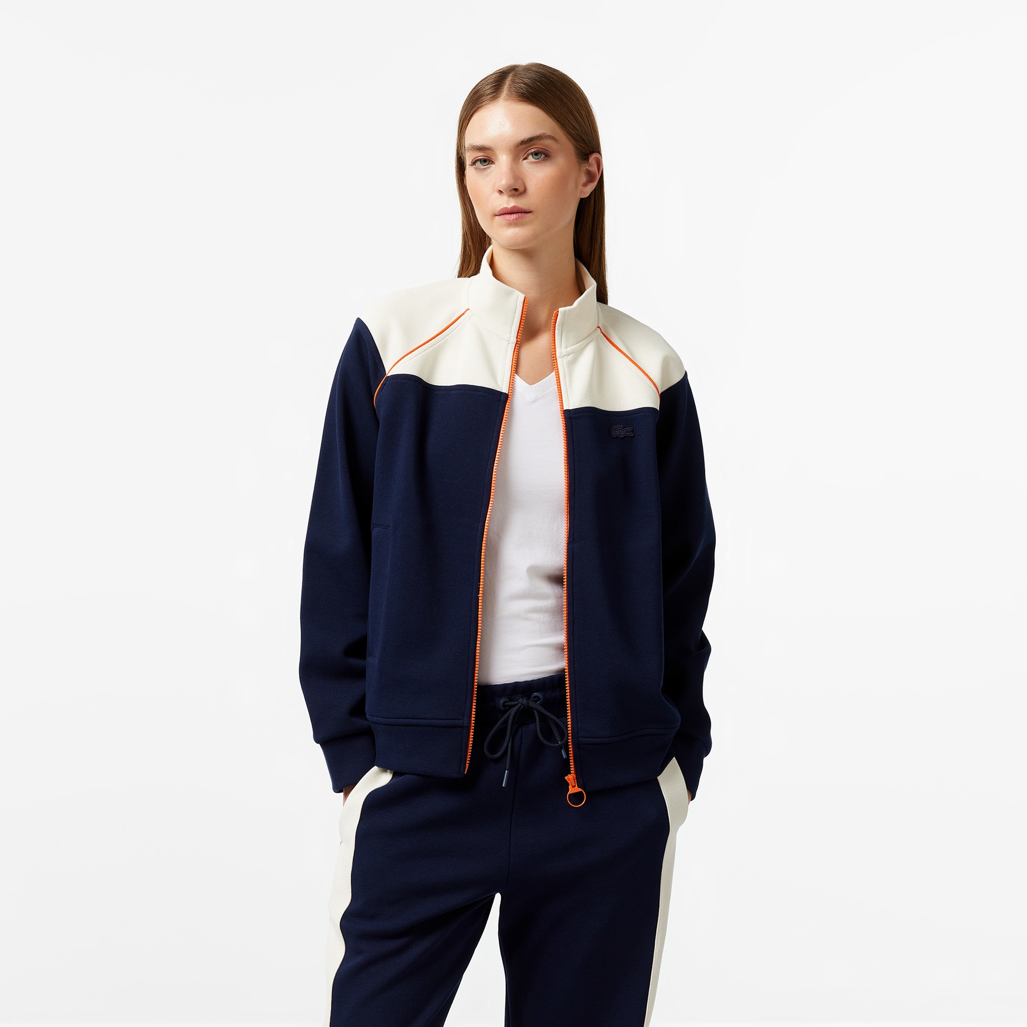 Lacoste Kadın Relaxed Fit Dik Yaka Lacivert Sweatshirt