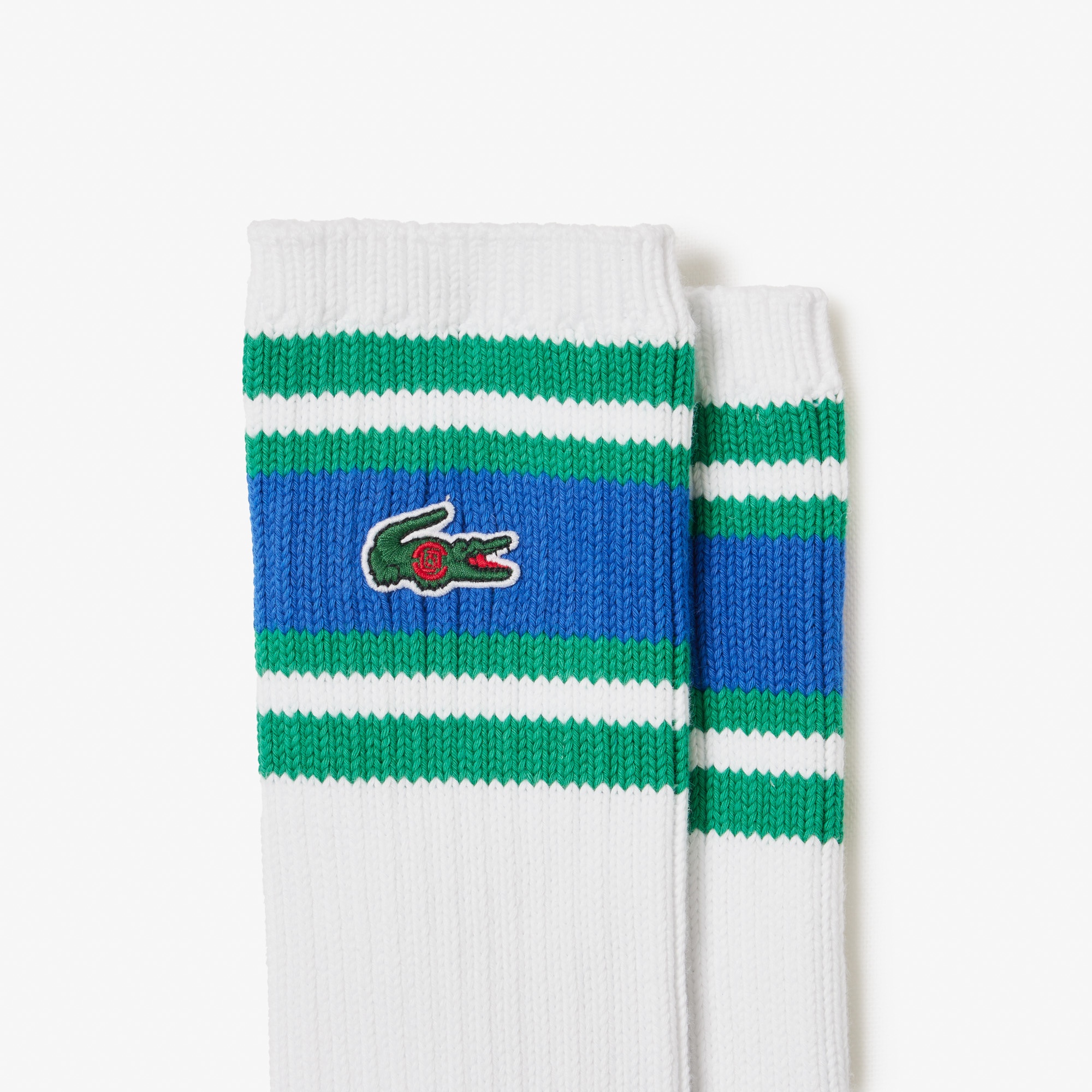Lacoste X CLOT Kadın Çizgili Beyaz Çorap