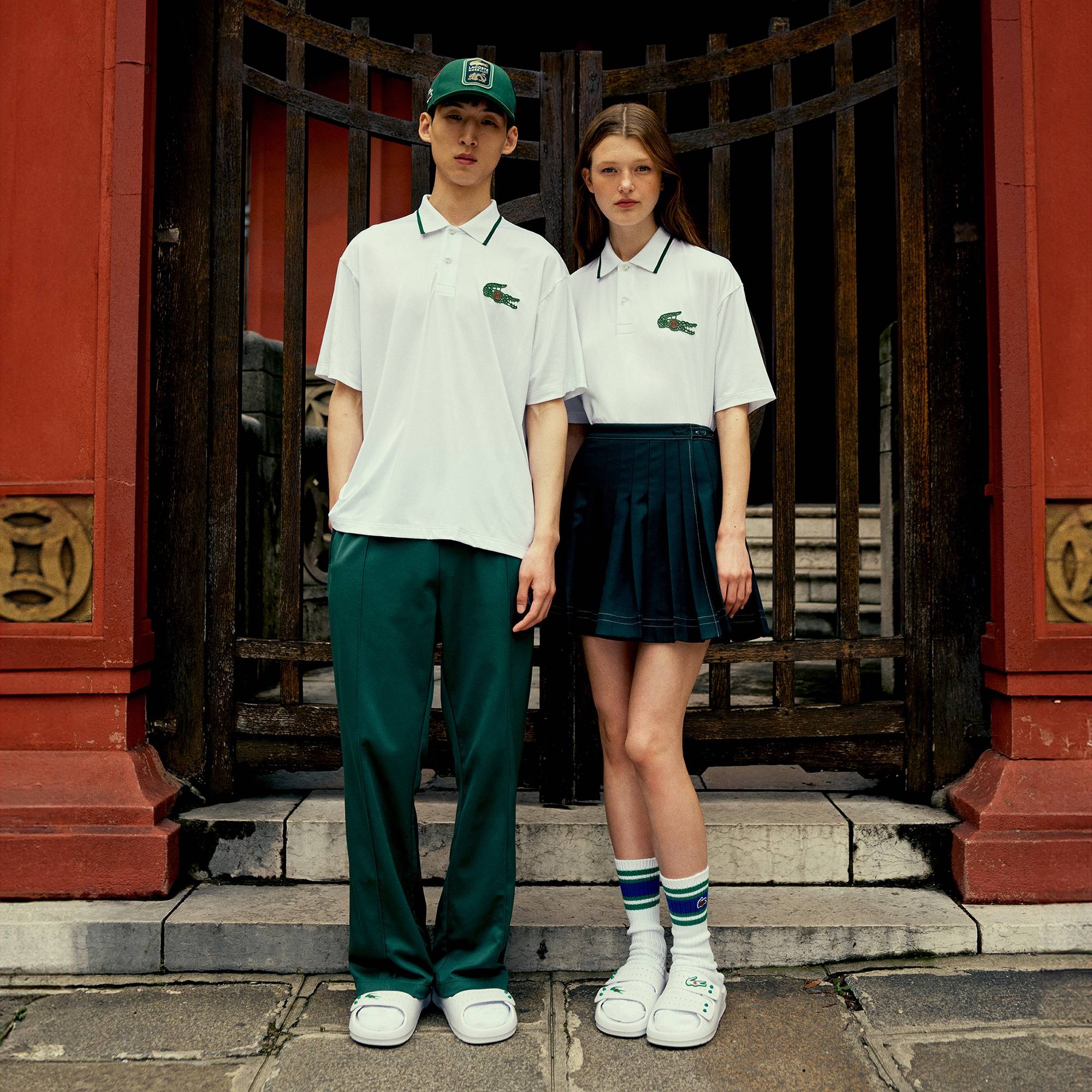 Lacoste X CLOT Kadın Çizgili Beyaz Çorap